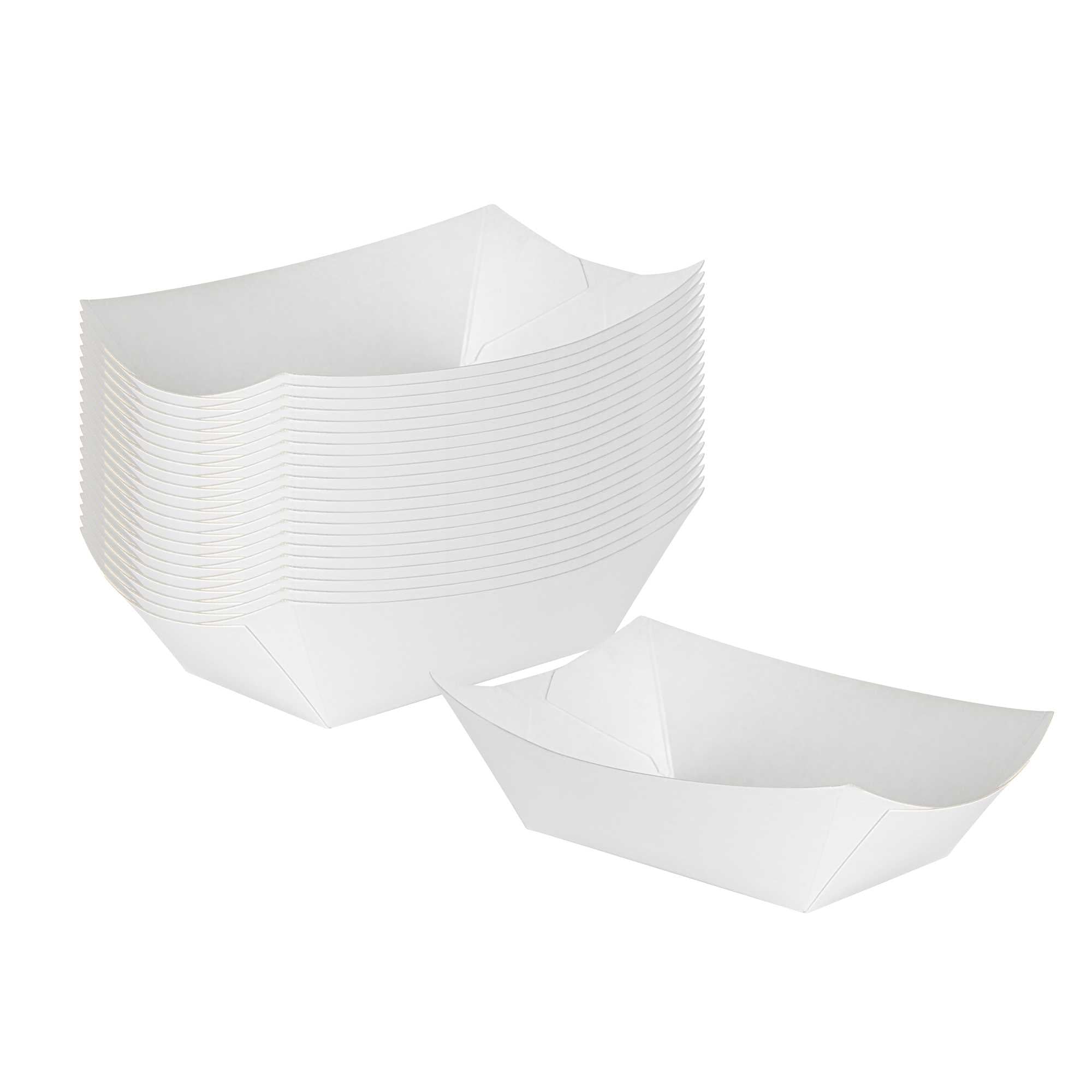 Bio Tek 6 oz White Paper #40 Food Tray / Boat - 5" x 4" x 1 1/2" - 400 count box
