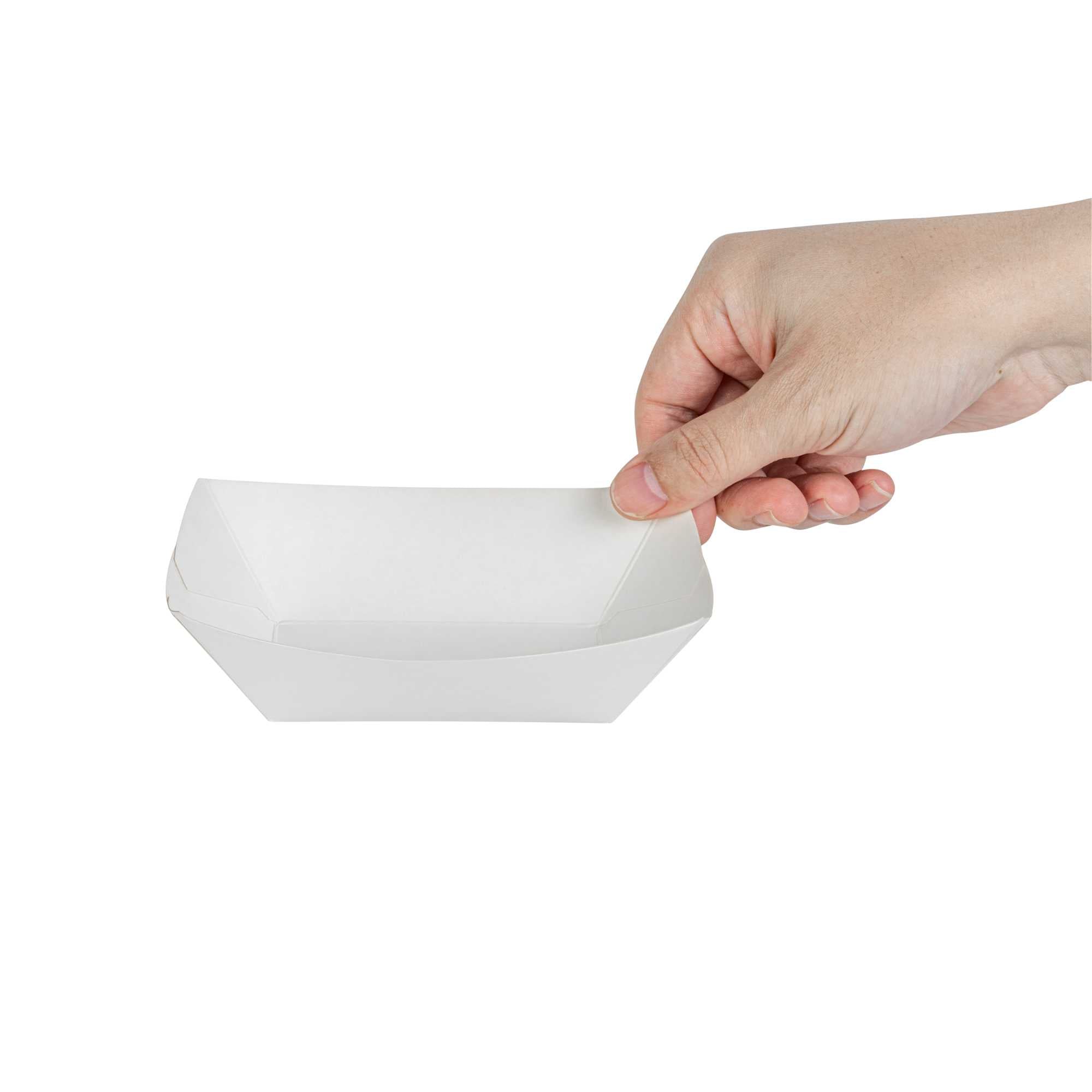 Bio Tek 6 oz White Paper #40 Food Tray / Boat - 5" x 4" x 1 1/2" - 50 count box