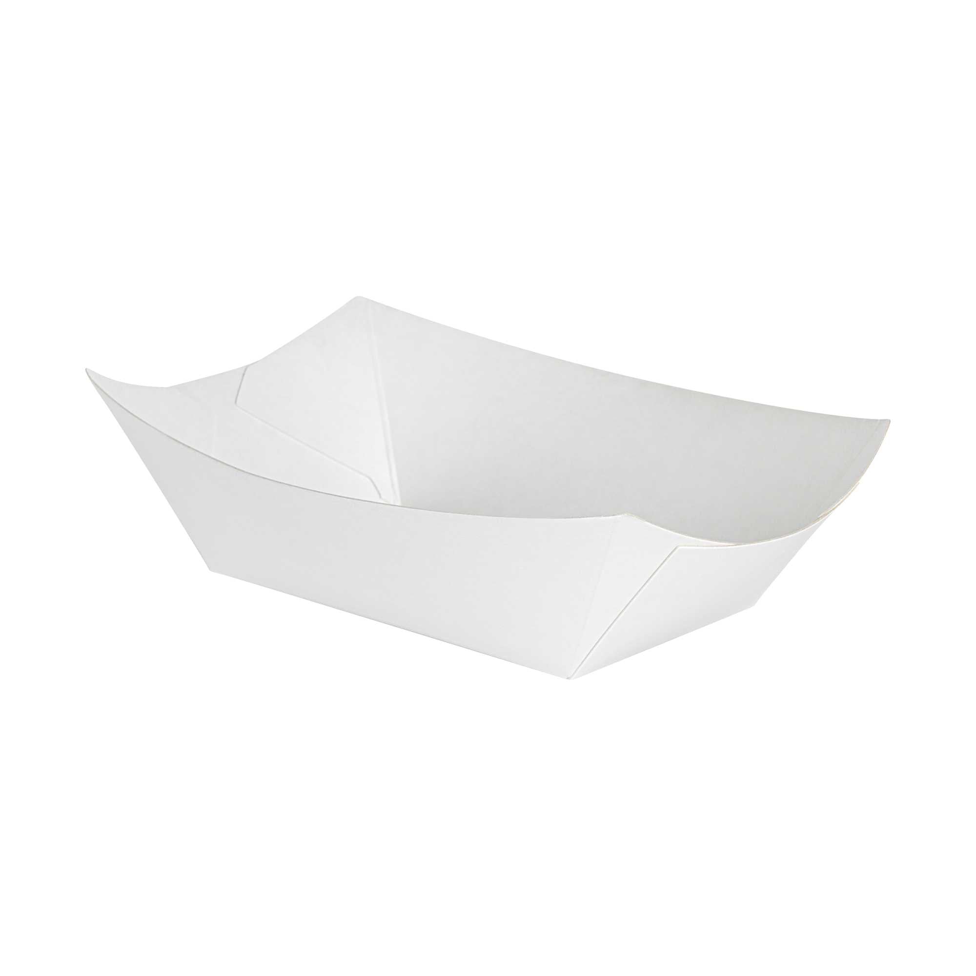 Bio Tek 6 oz White Paper #40 Food Tray / Boat - 5" x 4" x 1 1/2" - 50 count box