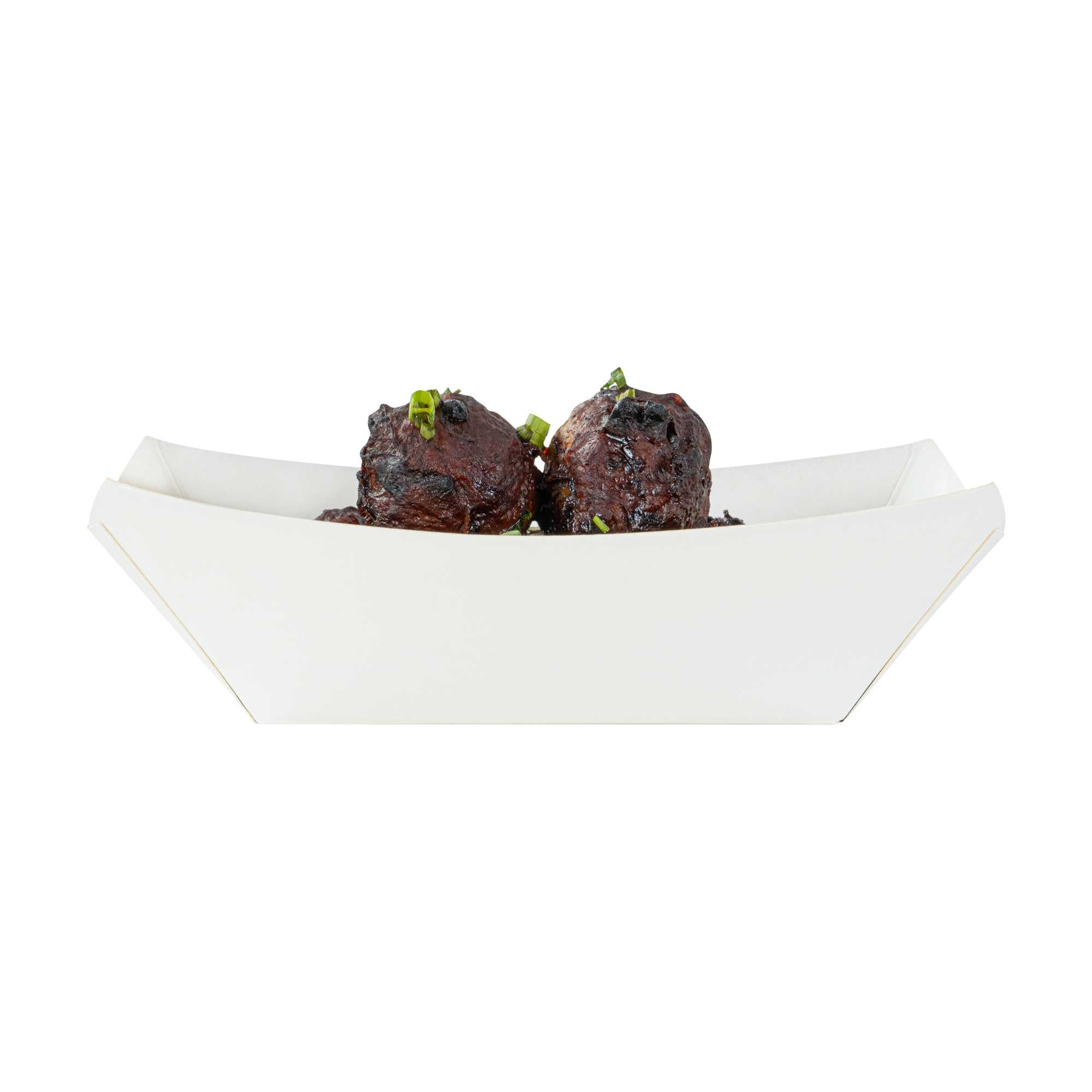 Bio Tek 6 oz White Paper #40 Food Tray / Boat - 5" x 4" x 1 1/2" - 400 count box