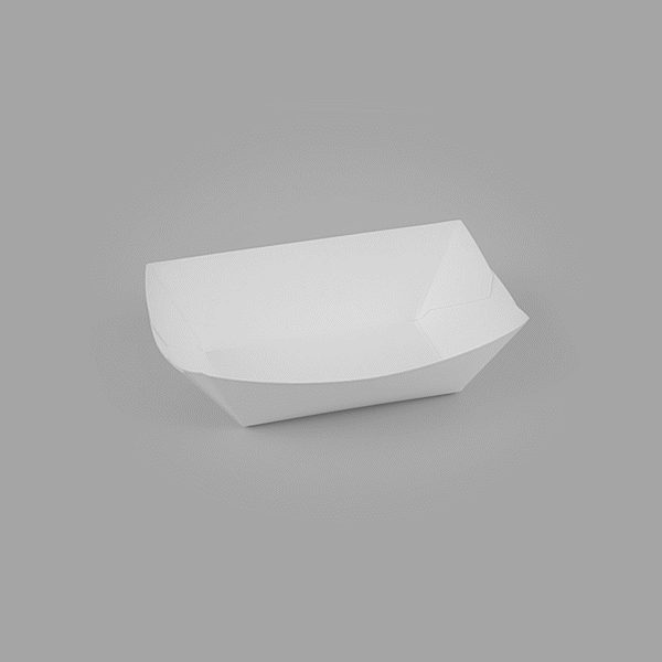 Bio Tek 6 oz White Paper #40 Food Tray / Boat - 5" x 4" x 1 1/2" - 400 count box