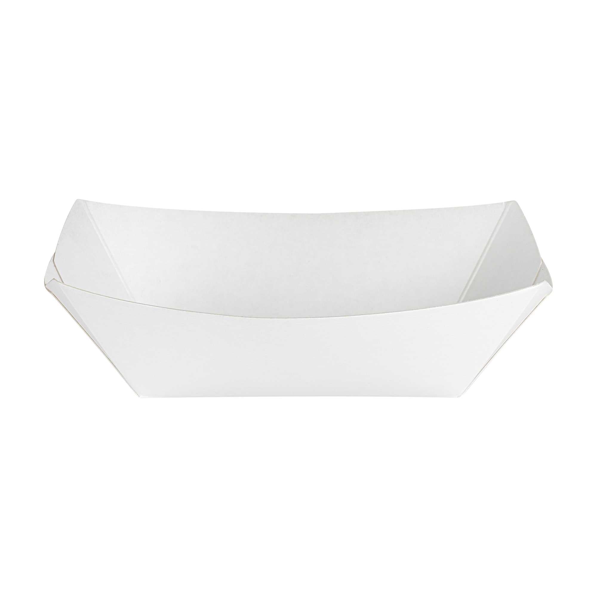 Bio Tek 6 oz White Paper #40 Food Tray / Boat - 5" x 4" x 1 1/2" - 400 count box
