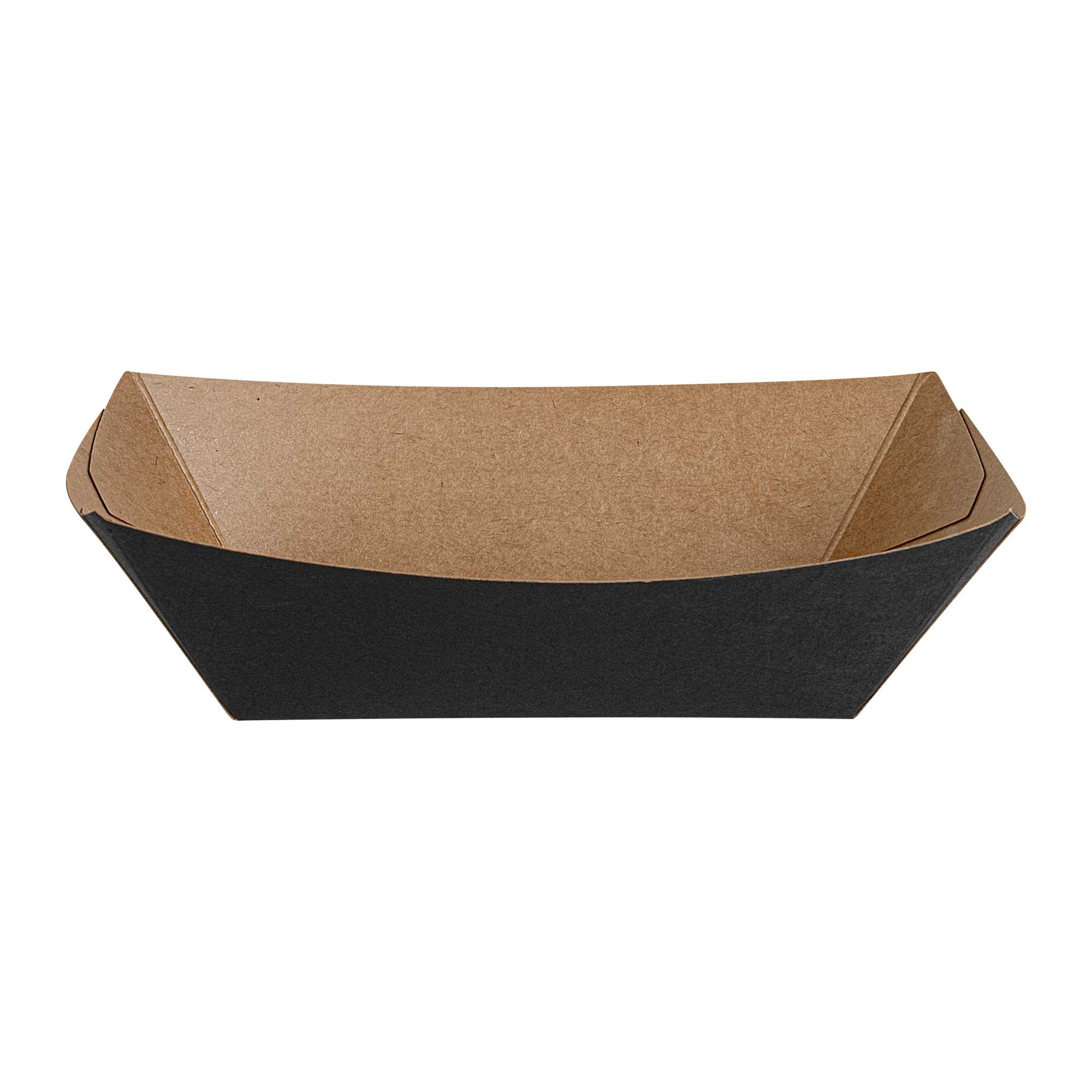 Bio Tek 1/2 lb Black Paper #50 Food Tray / Boat - 4 1/4" x 2 3/4" x 1 1/2" - 50 count box