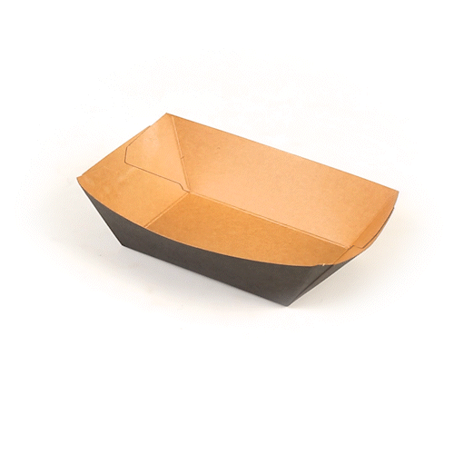 Bio Tek 1/2 lb Black Paper #50 Food Tray / Boat - 4 1/4" x 2 3/4" x 1 1/2" - 400 count box