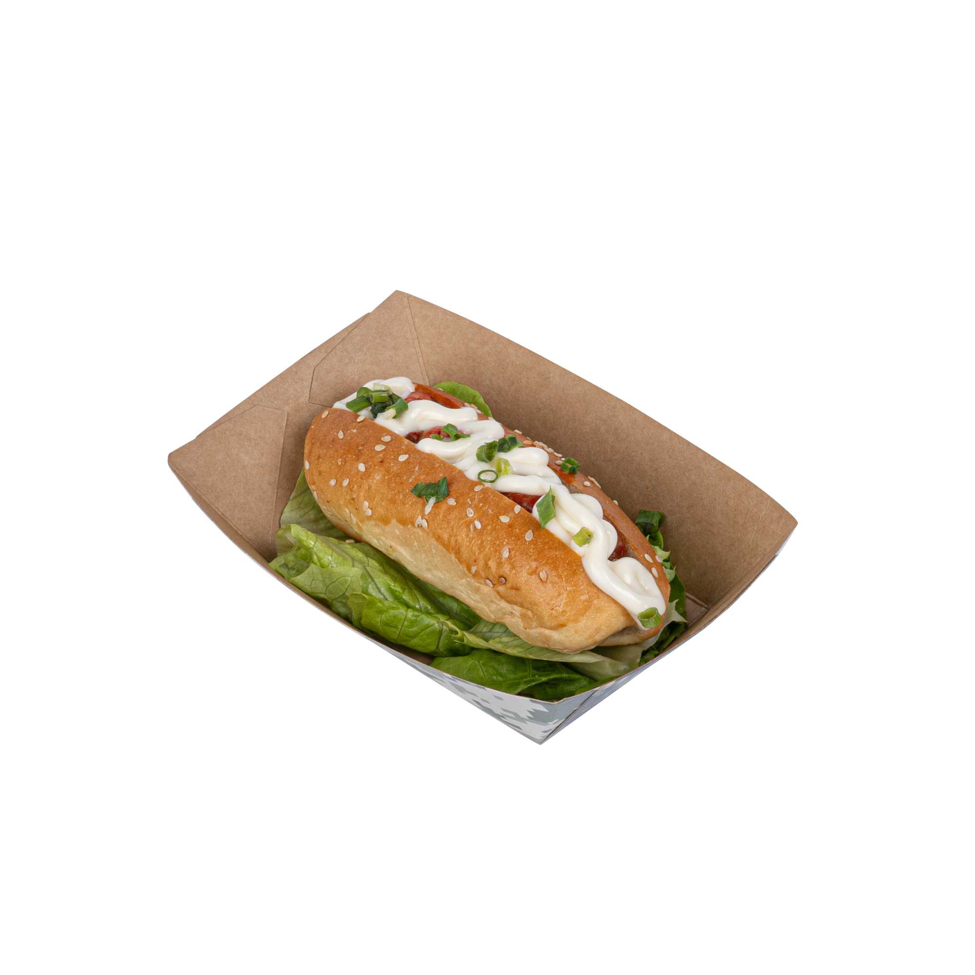 Bio Tek 1/2 lb Camouflage Paper #50 Food Tray / Boat - 4 1/4" x 2 3/4" x 1 1/2" - 400 count box