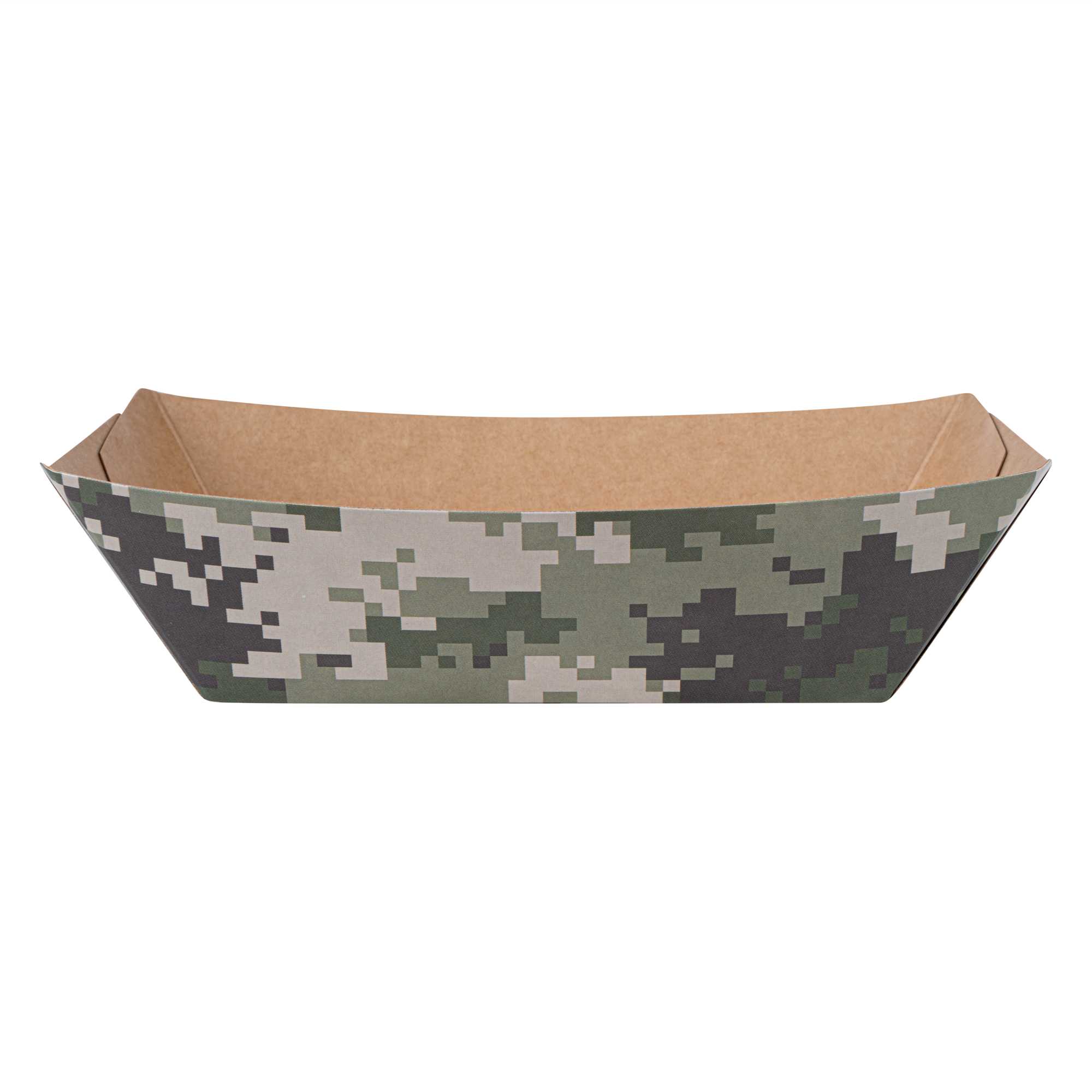 Bio Tek 1/2 lb Camouflage Paper #50 Food Tray / Boat - 4 1/4" x 2 3/4" x 1 1/2" - 400 count box