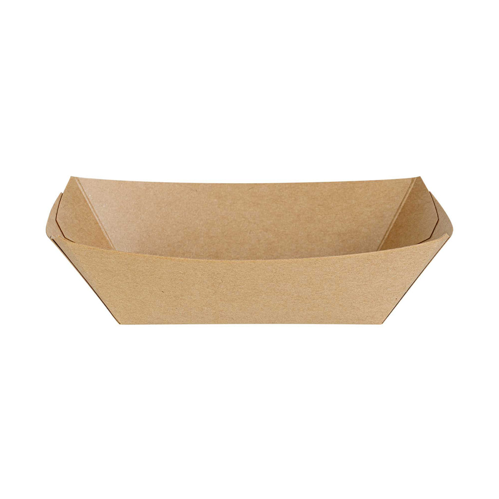 Bio Tek 1/2 lb Kraft Paper #50 Food Tray / Boat - 4 1/4" x 2 3/4" x 1 1/2" - 50 count box