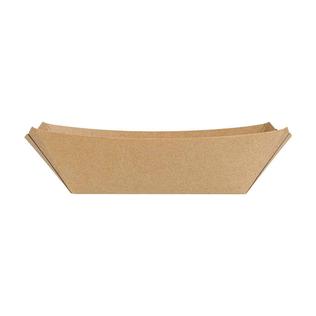 Bio Tek 1/2 lb Kraft Paper #50 Food Tray / Boat - 4 1/4" x 2 3/4" x 1 1/2" - 400 count box