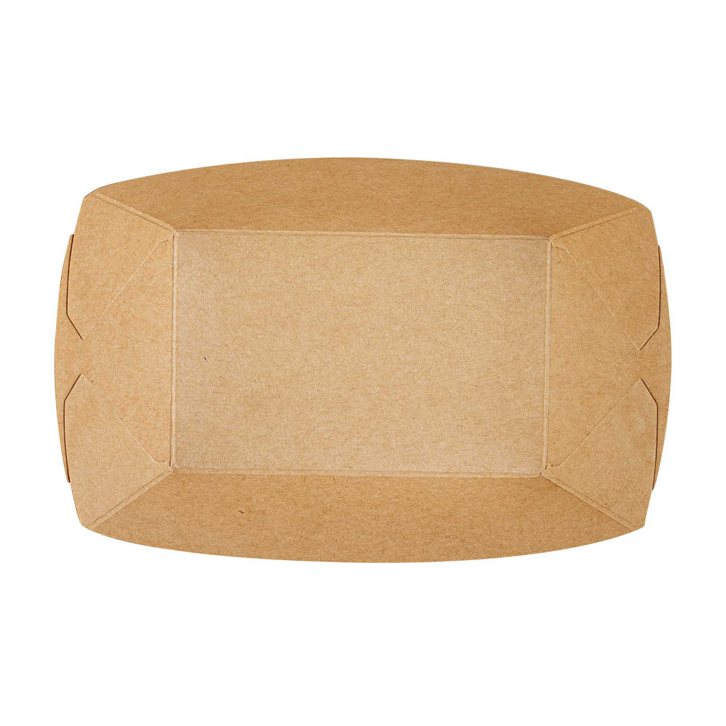 Bio Tek 1/2 lb Kraft Paper #50 Food Tray / Boat - 4 1/4" x 2 3/4" x 1 1/2" - 400 count box