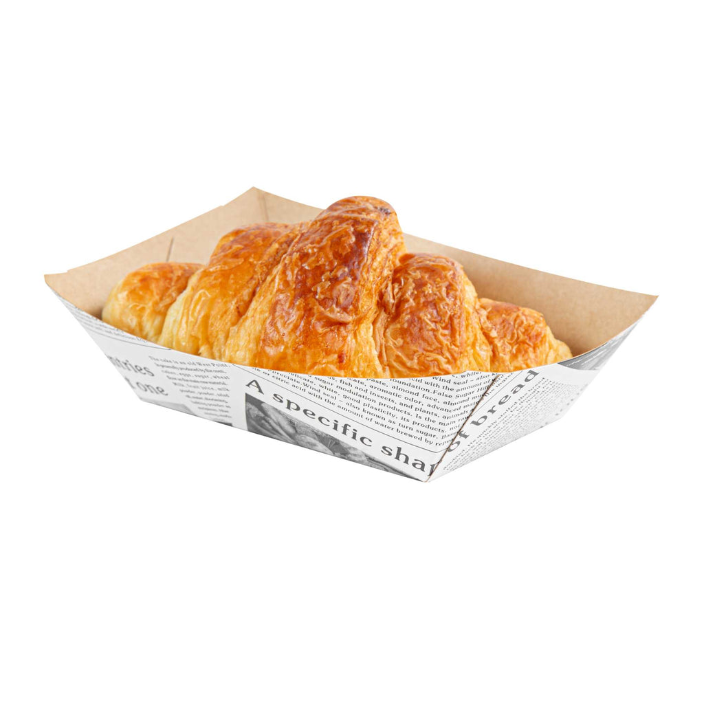 Bio Tek 1/2 lb Newsprint Paper #50 Food Tray / Boat - 4 1/4" x 2 3/4" x 1 1/2" - 50 count box