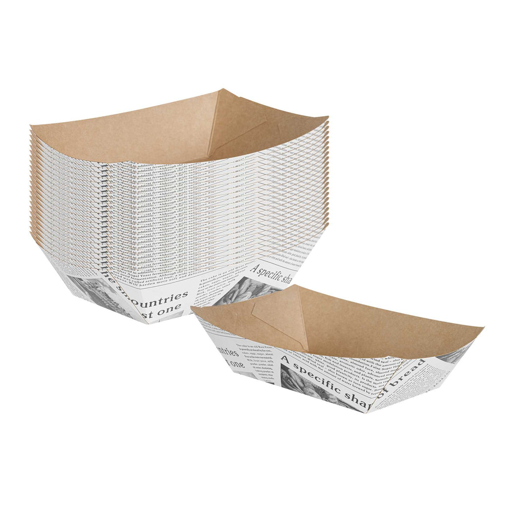 Bio Tek 1/2 lb Newsprint Paper #50 Food Tray / Boat - 4 1/4" x 2 3/4" x 1 1/2" - 50 count box