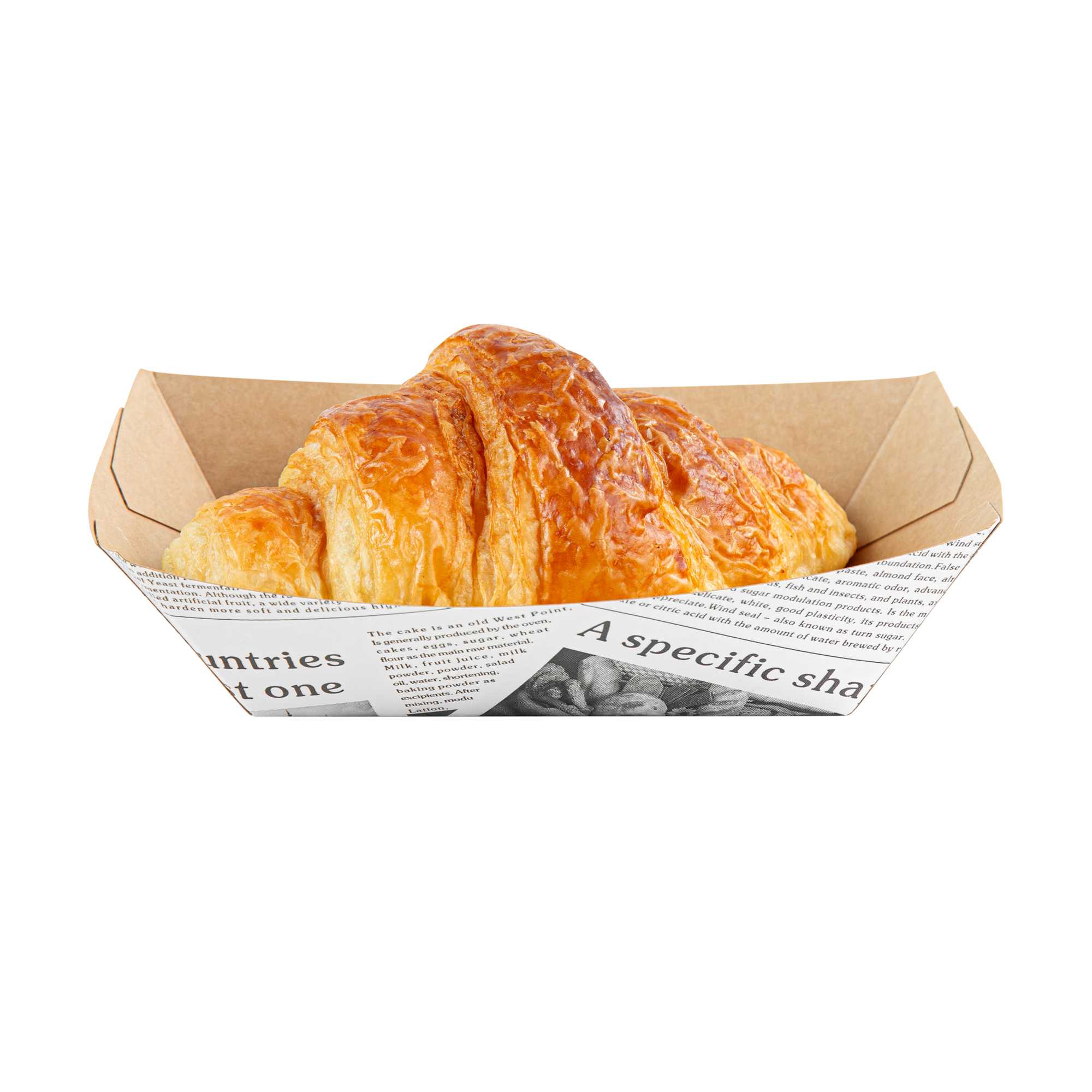 Bio Tek 1/2 lb Newsprint Paper #50 Food Tray / Boat - 4 1/4" x 2 3/4" x 1 1/2" - 50 count box