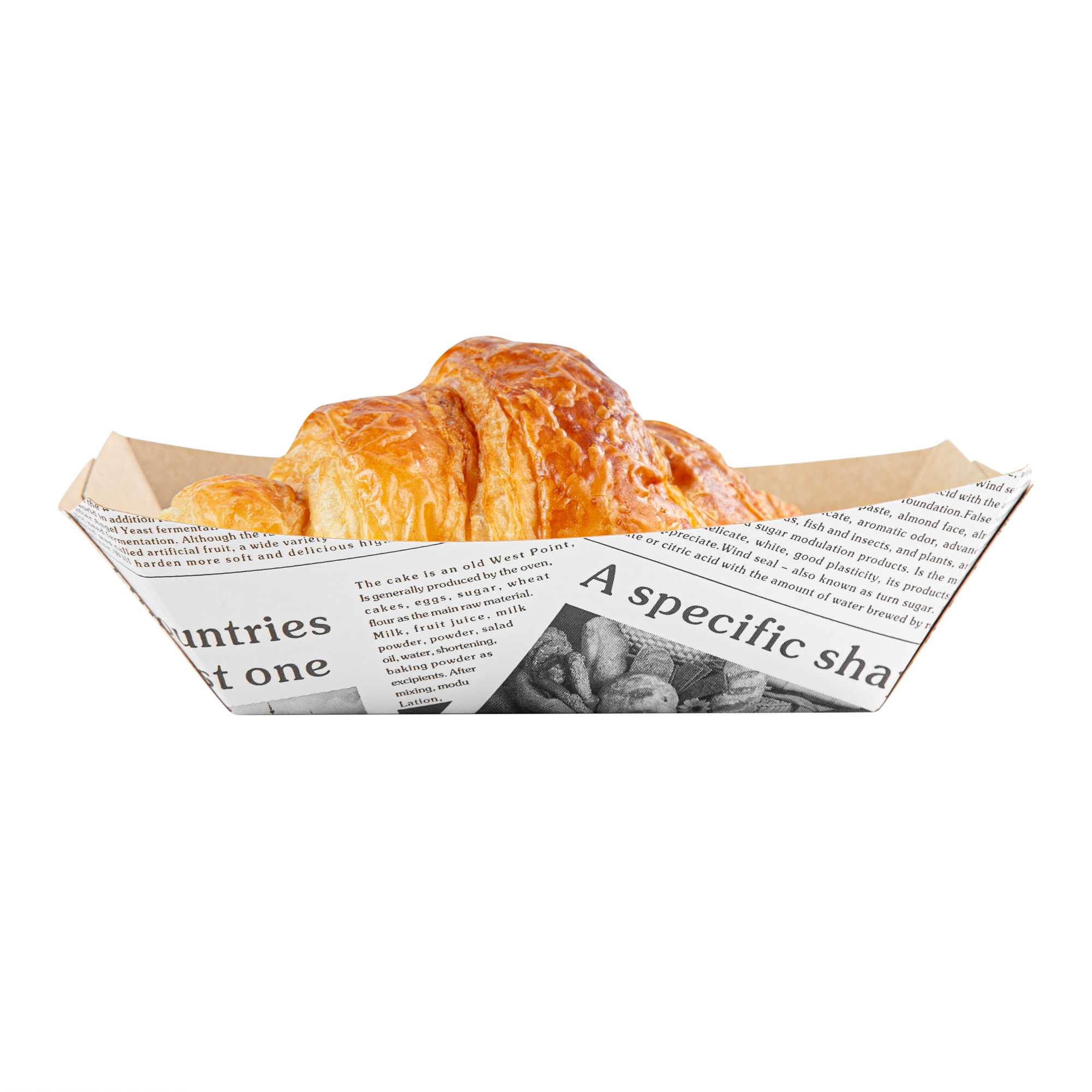 Bio Tek 1/2 lb Newsprint Paper #50 Food Tray / Boat - 4 1/4" x 2 3/4" x 1 1/2" - 50 count box