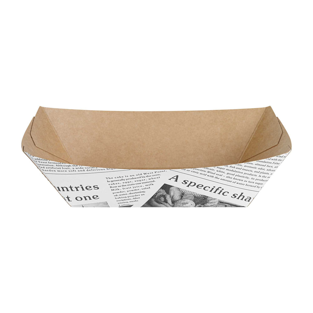 Bio Tek 1/2 lb Newsprint Paper #50 Food Tray / Boat - 4 1/4" x 2 3/4" x 1 1/2" - 50 count box