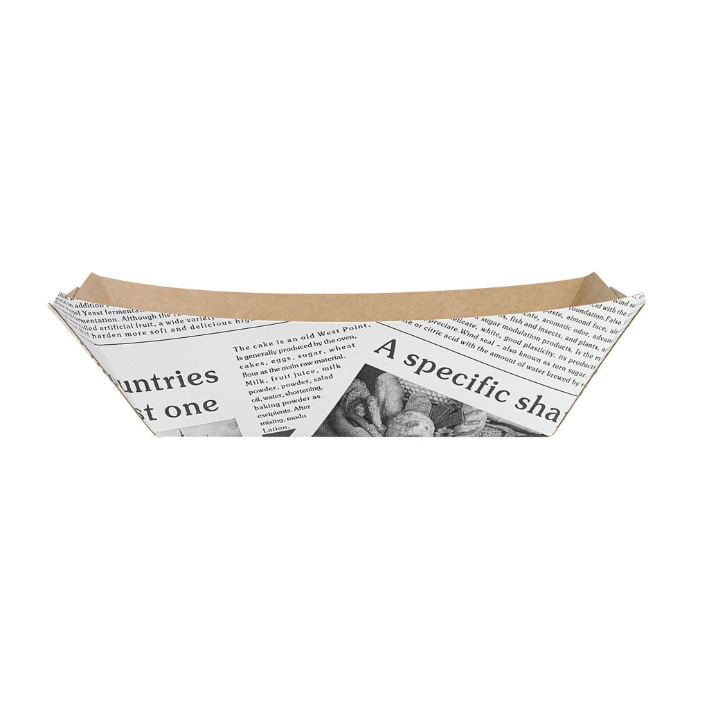 Bio Tek 1/2 lb Newsprint Paper #50 Food Tray / Boat - 4 1/4" x 2 3/4" x 1 1/2" - 50 count box