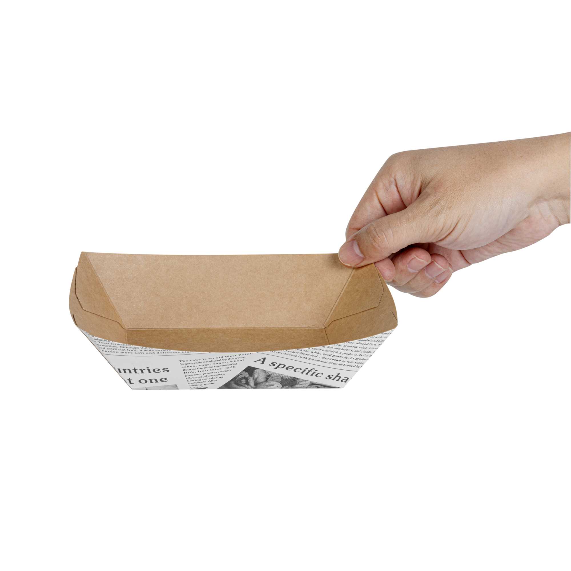 Bio Tek 1/2 lb Newsprint Paper #50 Food Tray / Boat - 4 1/4" x 2 3/4" x 1 1/2" - 400 count box
