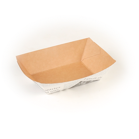 Bio Tek 1/2 lb Newsprint Paper #50 Food Tray / Boat - 4 1/4" x 2 3/4" x 1 1/2" - 400 count box