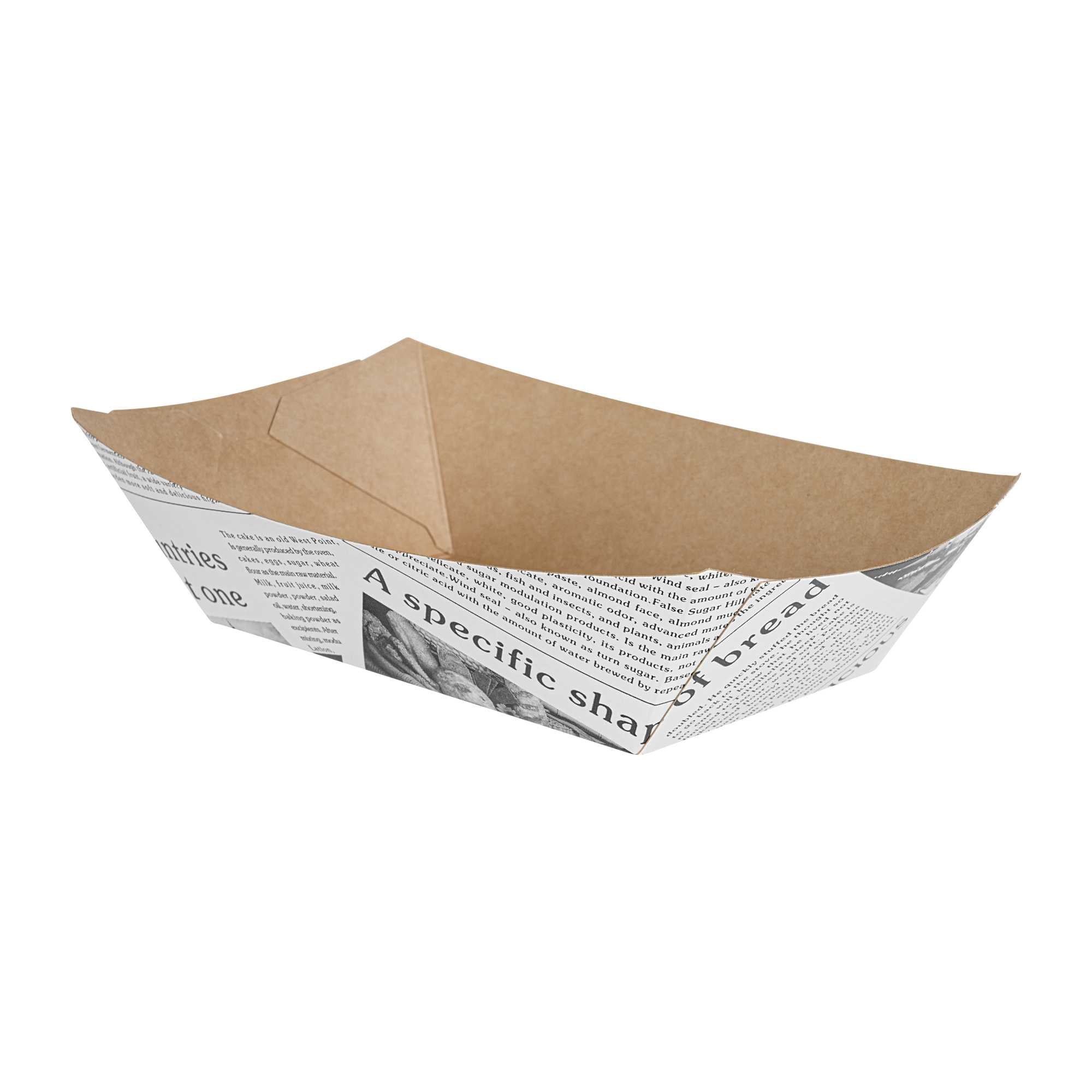 Bio Tek 1/2 lb Newsprint Paper #50 Food Tray / Boat - 4 1/4" x 2 3/4" x 1 1/2" - 400 count box
