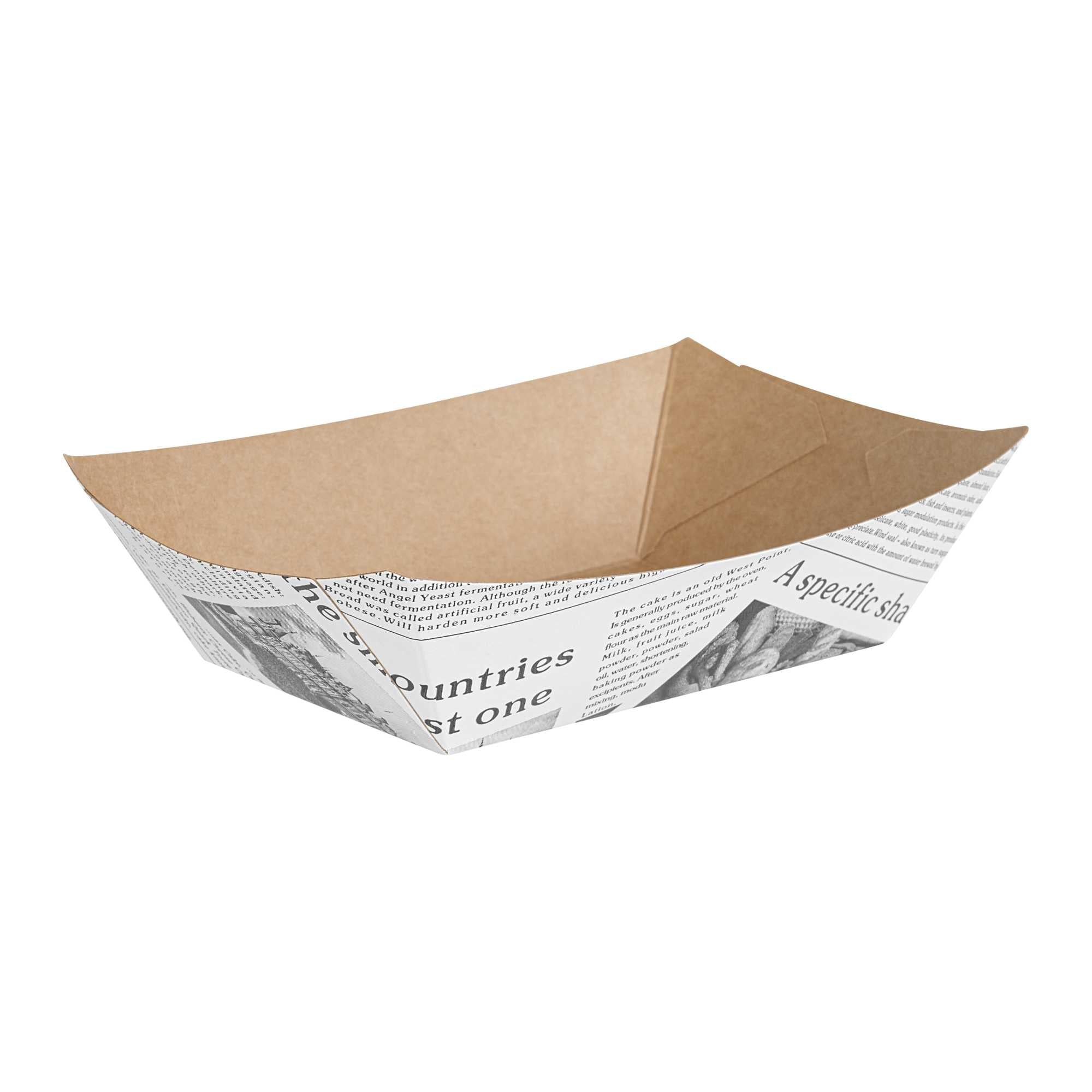 Bio Tek 1/2 lb Newsprint Paper #50 Food Tray / Boat - 4 1/4" x 2 3/4" x 1 1/2" - 400 count box