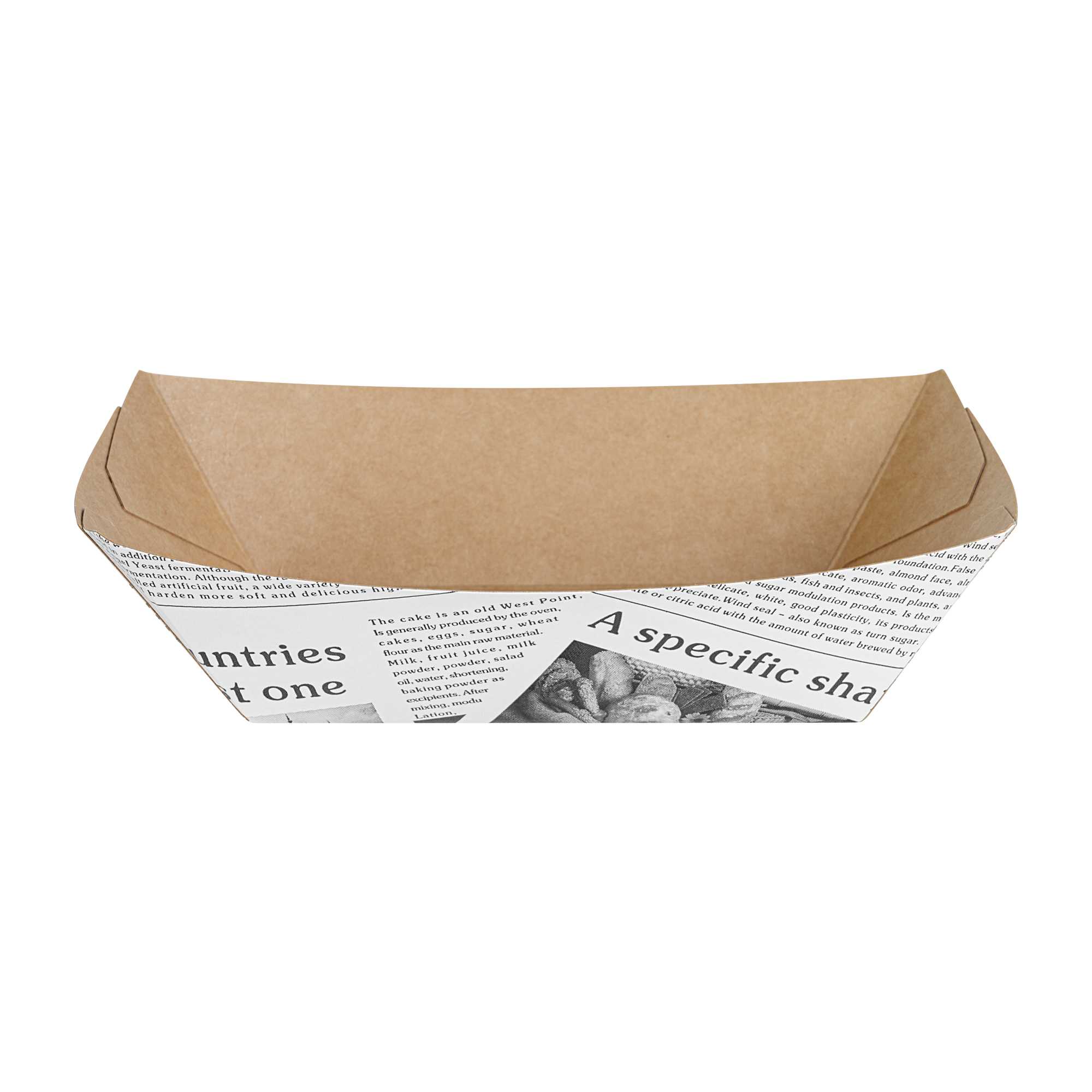 Bio Tek 1/2 lb Newsprint Paper #50 Food Tray / Boat - 4 1/4" x 2 3/4" x 1 1/2" - 400 count box