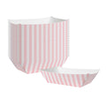 Bio Tek 1/2 lb Pink and White Stripe Paper #50 Food Tray / Boat - 4 1/4" x 2 3/4" x 1 1/2" - 400 count box