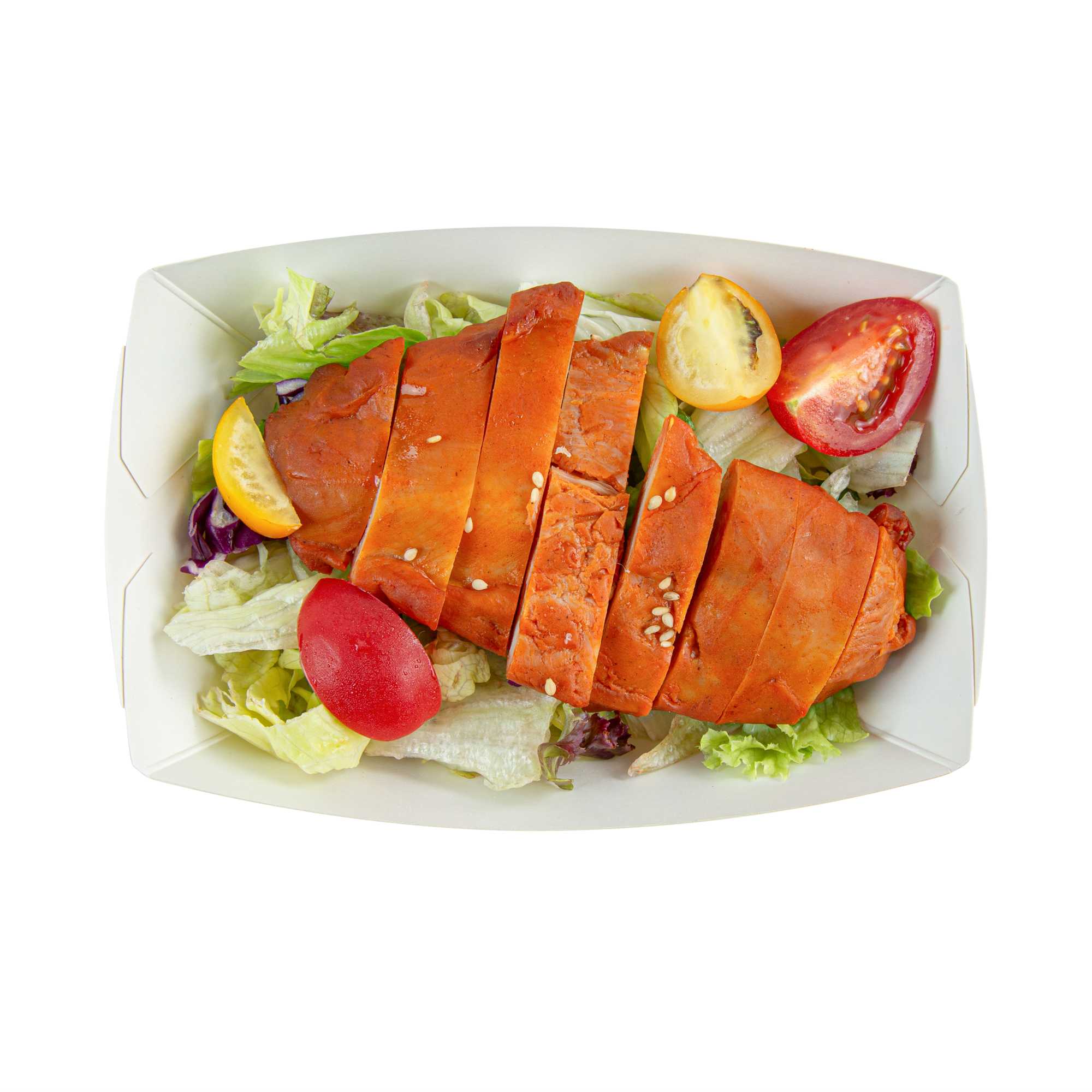 Bio Tek 1/2 lb Pink and White Stripe Paper #50 Food Tray / Boat - 4 1/4" x 2 3/4" x 1 1/2" - 400 count box