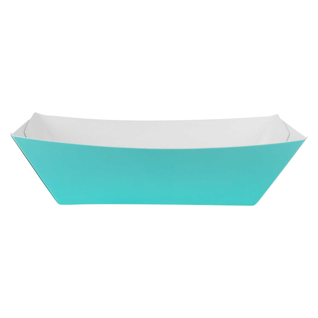 Bio Tek 1/2 lb Turquoise Paper #50 Food Tray / Boat - 4 1/4" x 2 3/4" x 1 1/2" - 50 count box