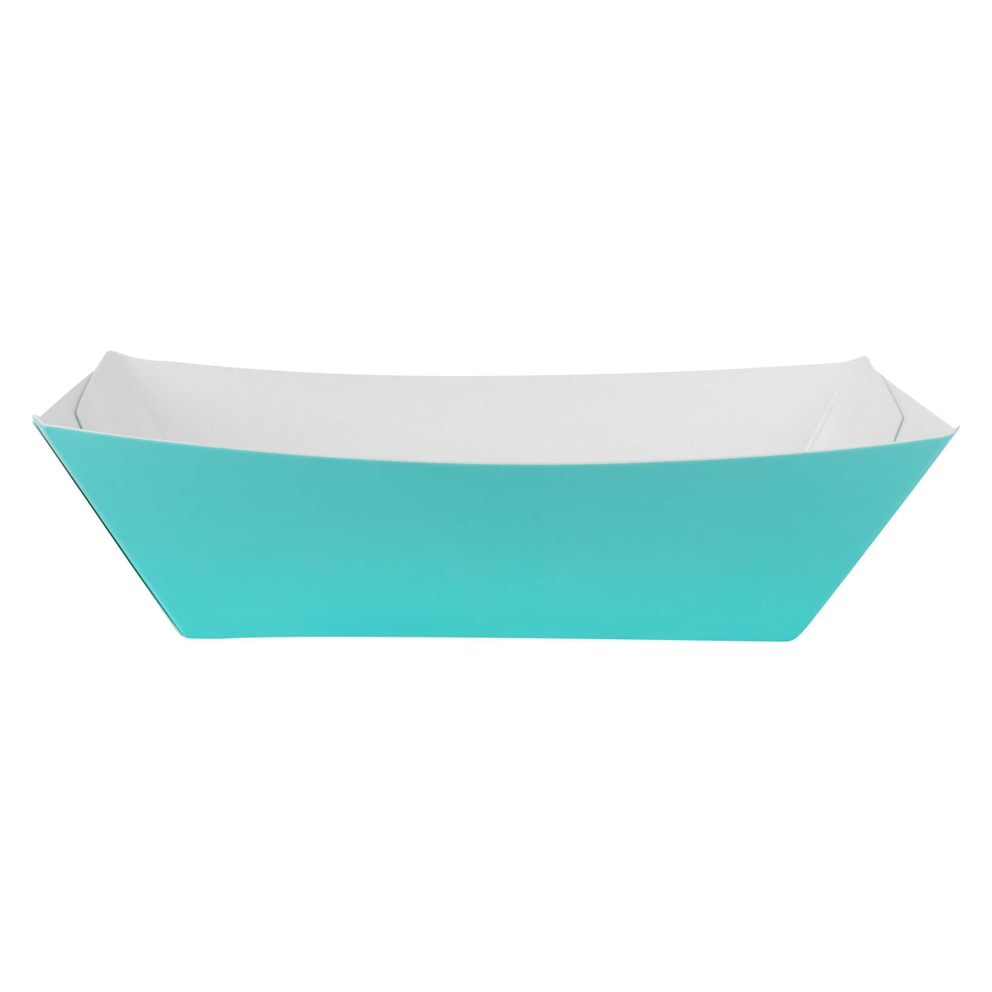 Bio Tek 1/2 lb Turquoise Paper #50 Food Tray / Boat - 4 1/4" x 2 3/4" x 1 1/2" - 400 count box