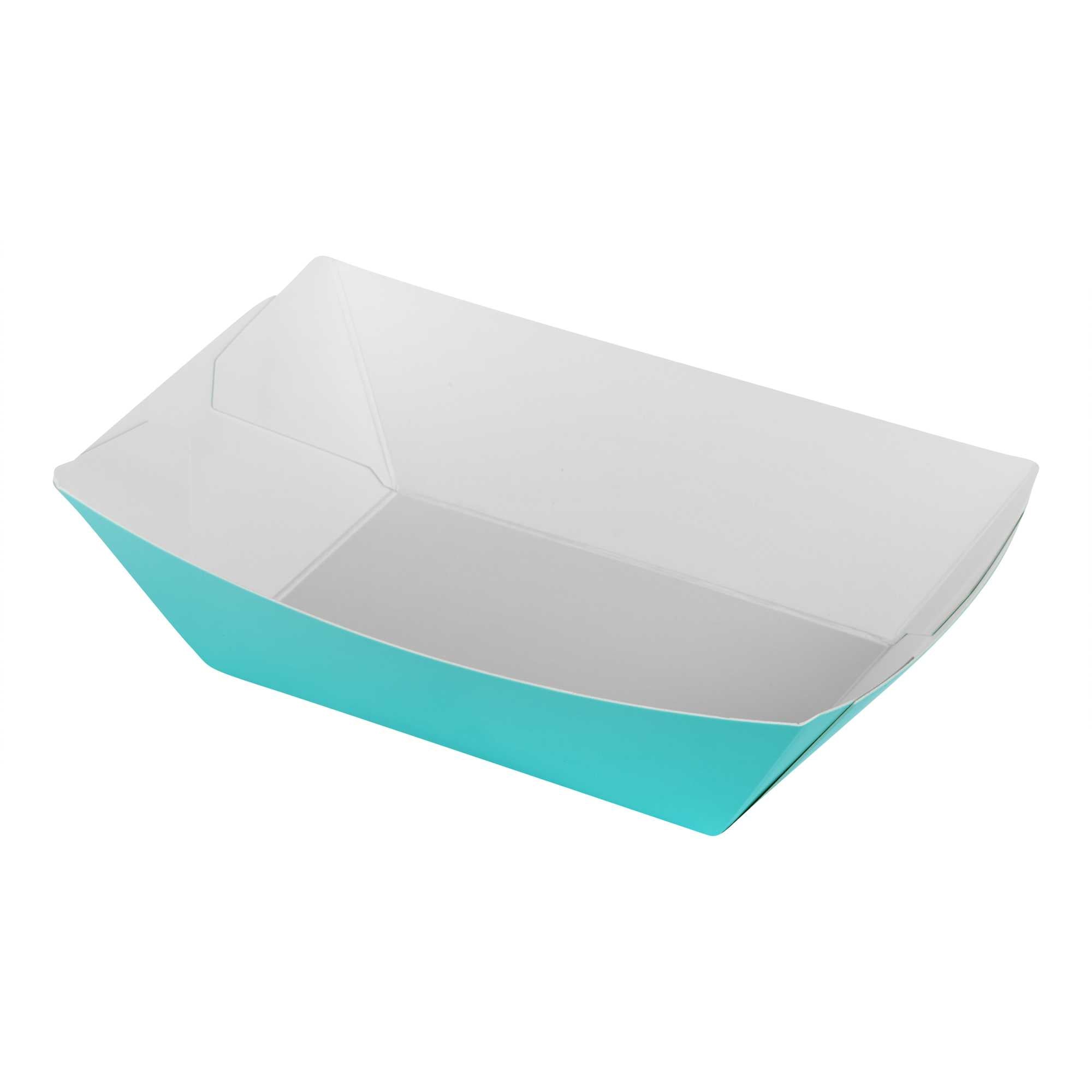 Bio Tek 1/2 lb Turquoise Paper #50 Food Tray / Boat - 4 1/4" x 2 3/4" x 1 1/2" - 400 count box