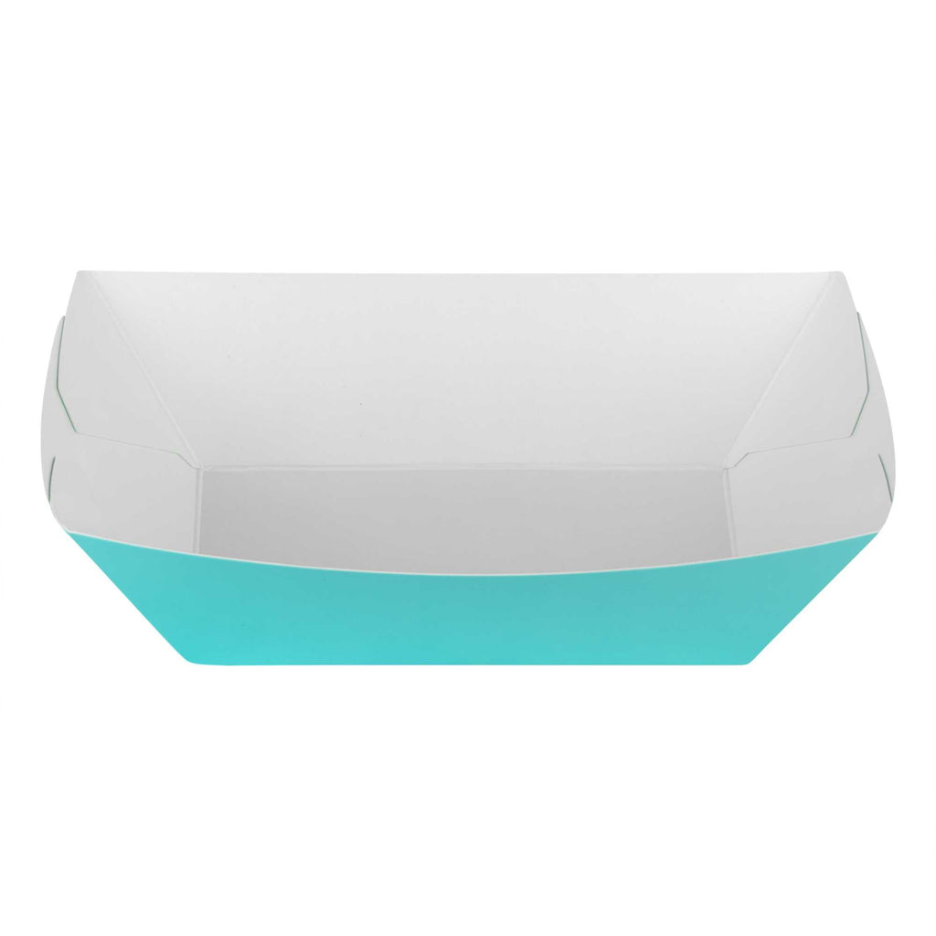 Bio Tek 1/2 lb Turquoise Paper #50 Food Tray / Boat - 4 1/4" x 2 3/4" x 1 1/2" - 400 count box