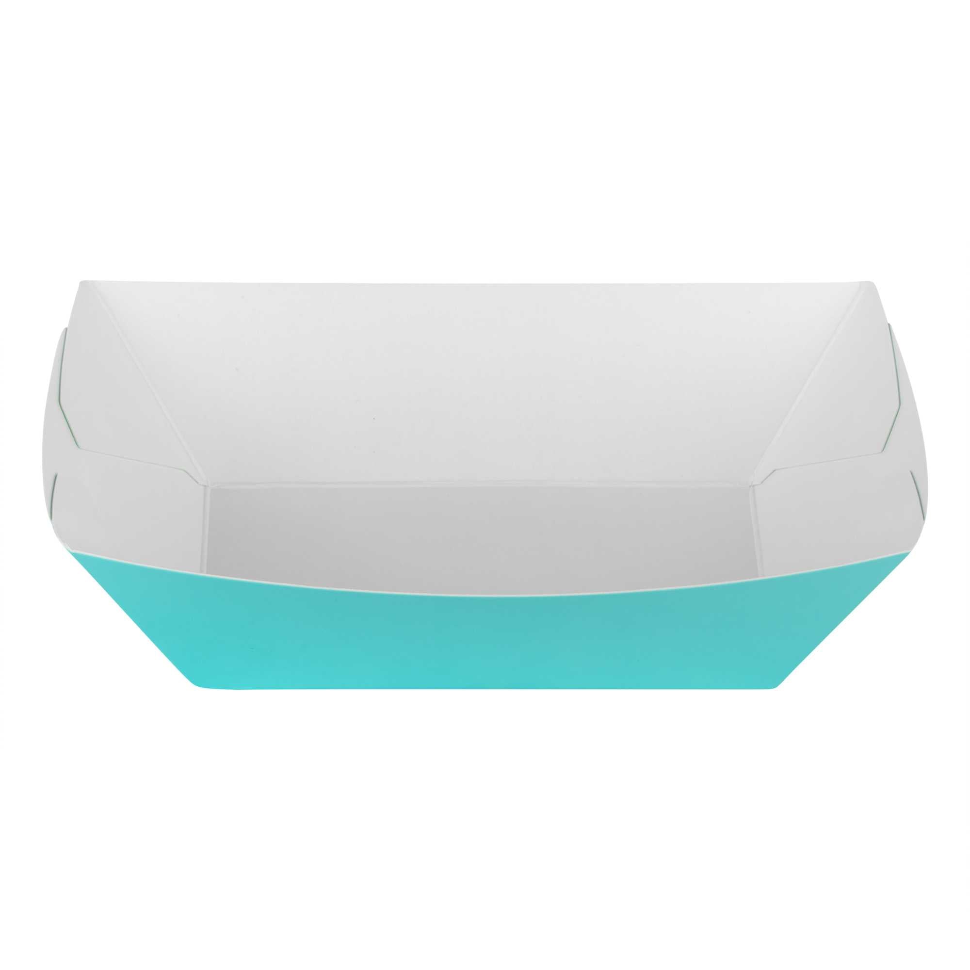 Bio Tek 1/2 lb Turquoise Paper #50 Food Tray / Boat - 4 1/4" x 2 3/4" x 1 1/2" - 400 count box