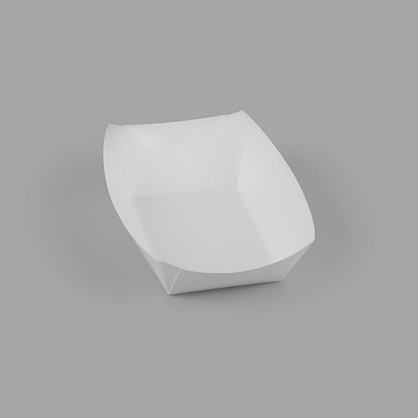 Bio Tek 1/2 lb White Paper #50 Food Tray / Boat - 4 1/4" x 2 3/4" x 1 1/2" - 400 count box