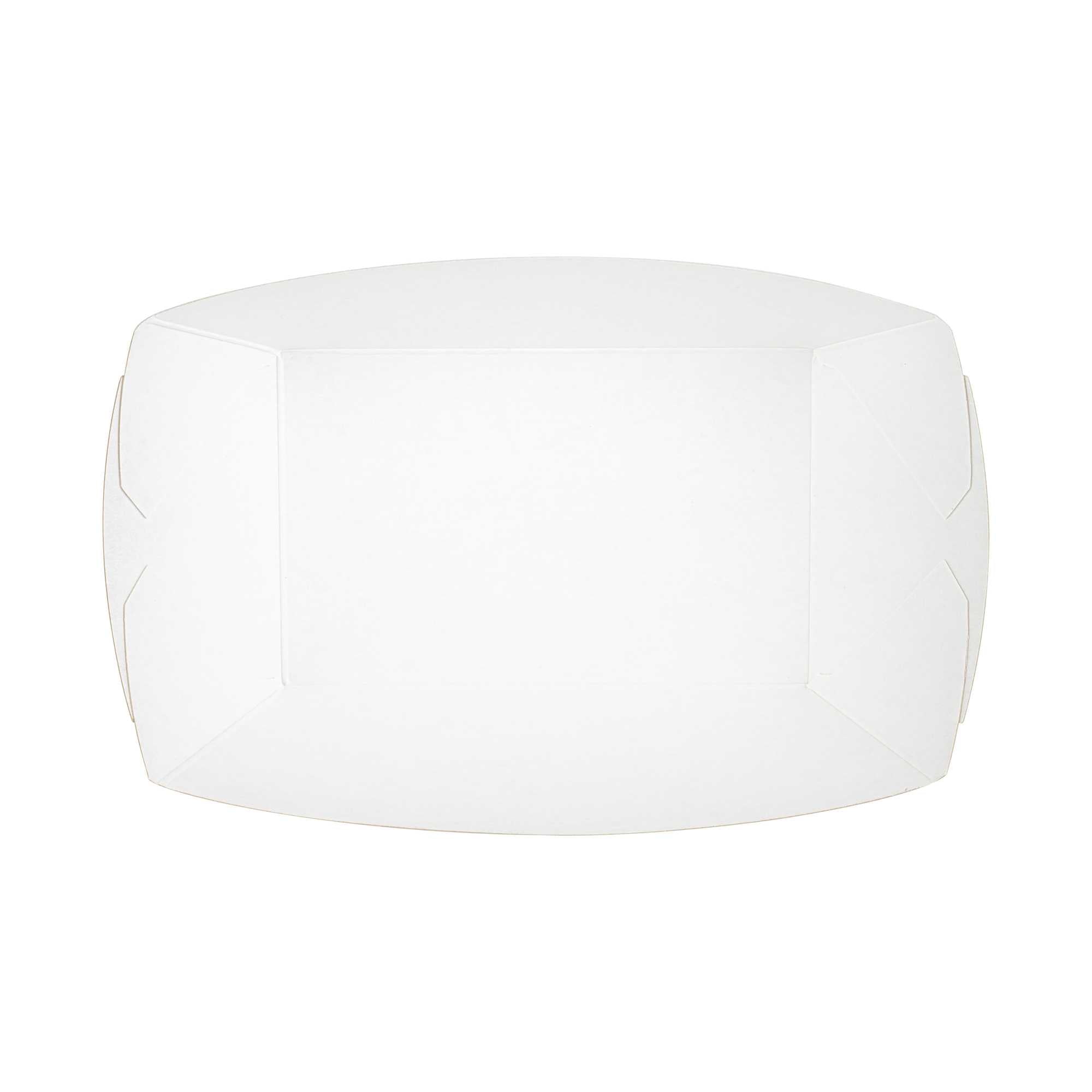 Bio Tek 1/2 lb White Paper #50 Food Tray / Boat - 4 1/4" x 2 3/4" x 1 1/2" - 400 count box