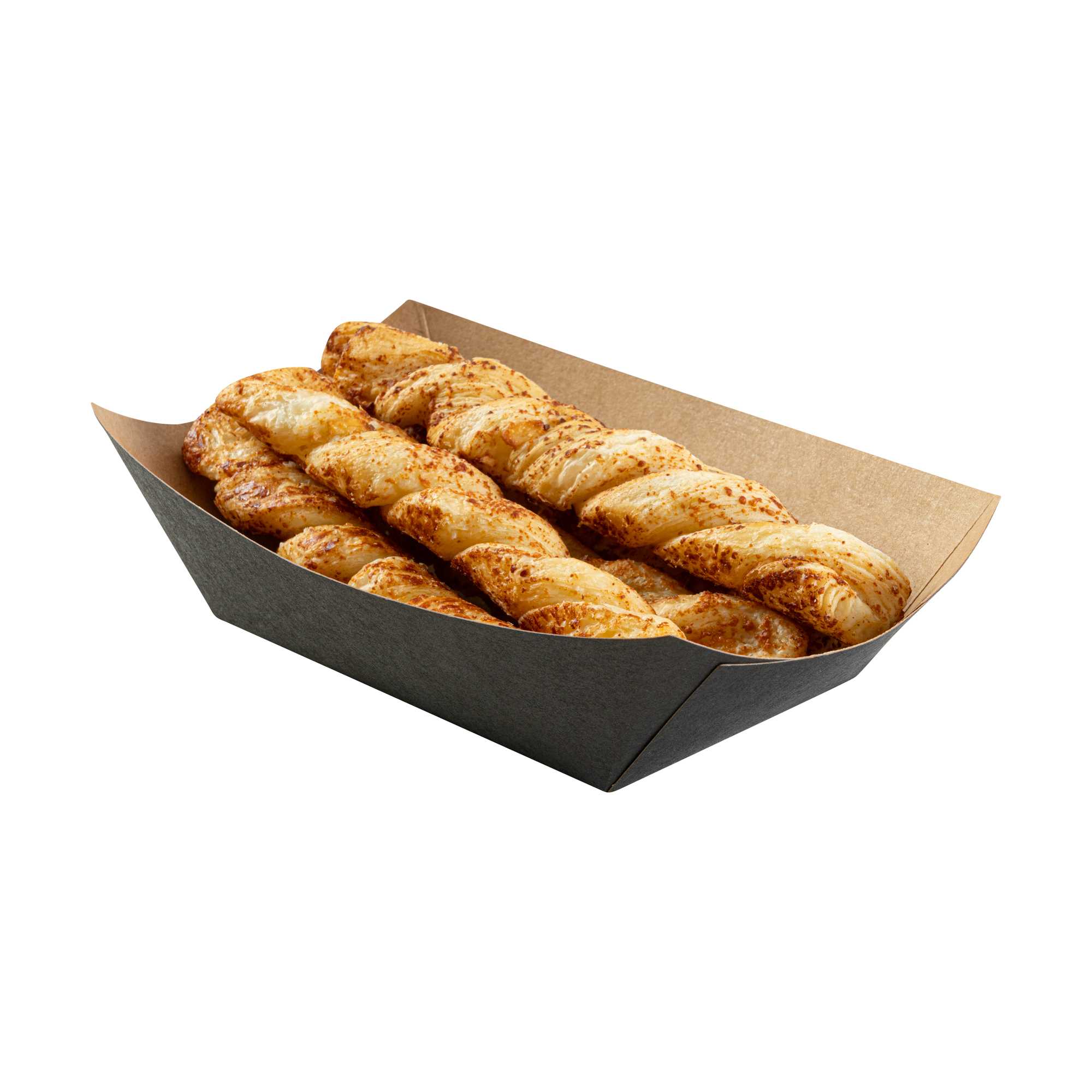 Bio Tek 1 lb Black Paper #100 Food Tray / Boat - 5 1/2" x 3 1/2" x 2" - 200 count box
