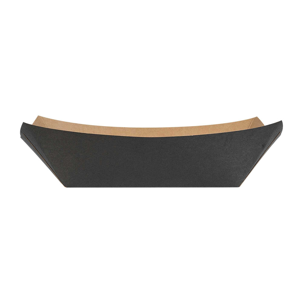 Bio Tek 1 lb Black Paper #100 Food Tray / Boat - 5 1/2" x 3 1/2" x 2" - 200 count box