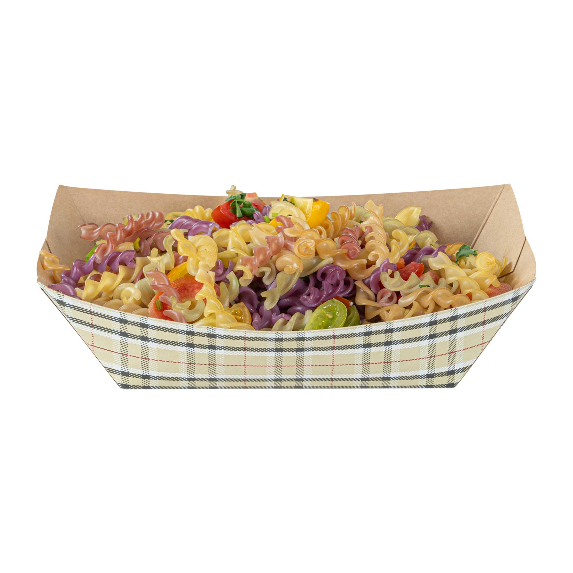Bio Tek 1 lb Plaid Paper #100 Food Tray / Boat - 5 1/2" x 3 1/2" x 2" - 50 count box