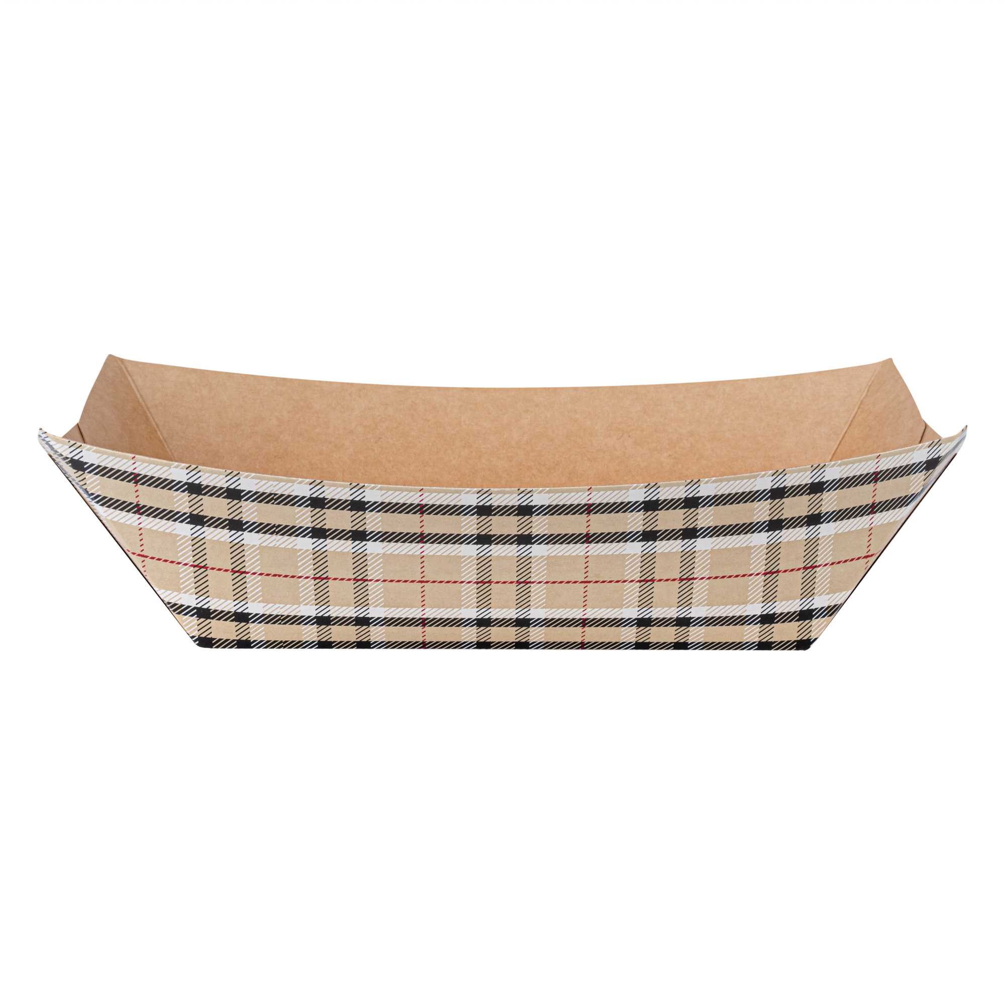 Bio Tek 1 lb Plaid Paper #100 Food Tray / Boat - 5 1/2" x 3 1/2" x 2" - 50 count box