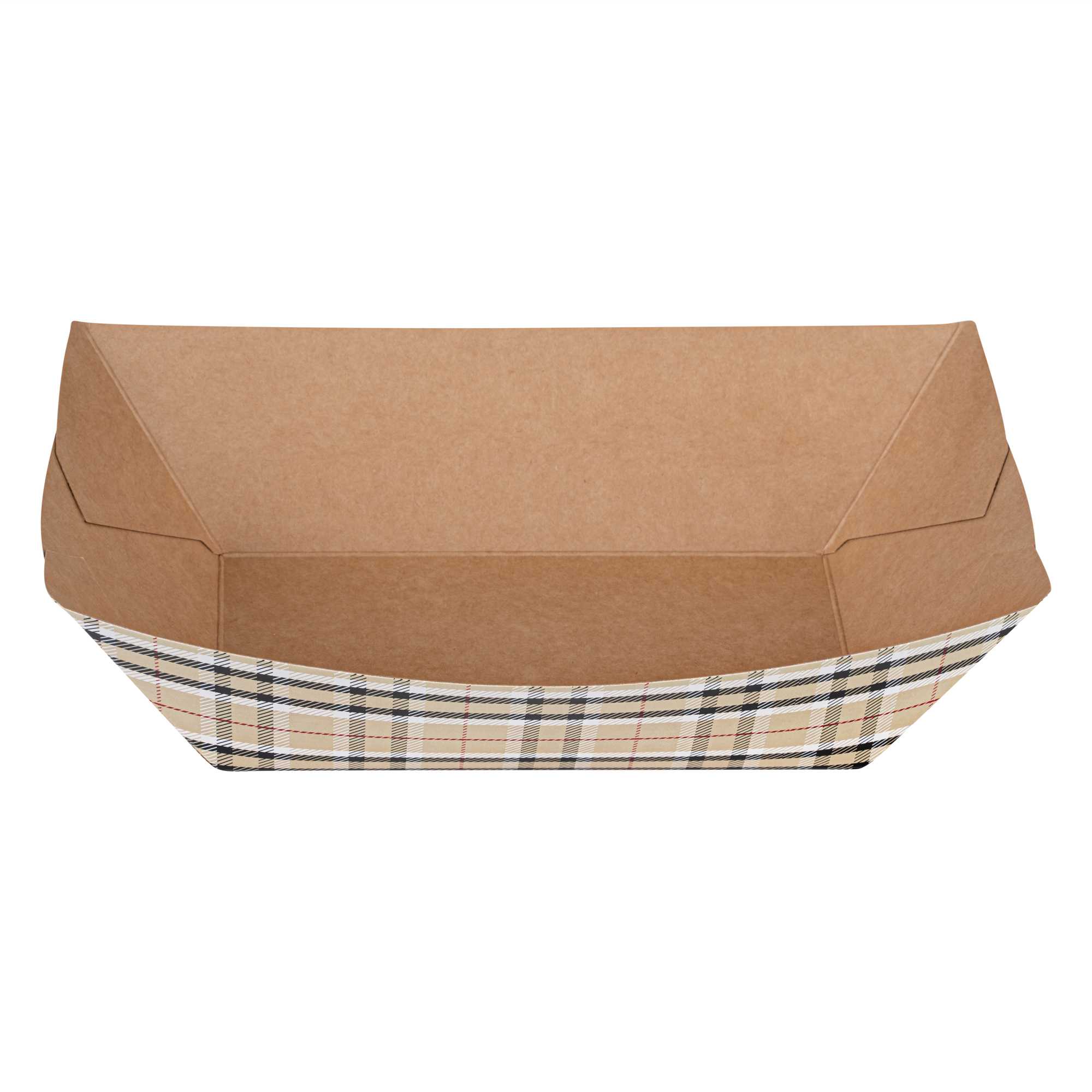 Bio Tek 1 lb Plaid Paper #100 Food Tray / Boat - 5 1/2" x 3 1/2" x 2" - 200 count box