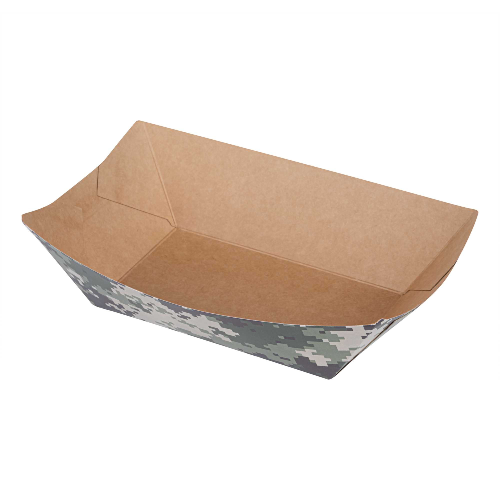 Bio Tek 1 lb Camouflage Paper #100 Food Tray / Boat - 5 1/2" x 3 1/2" x 2" - 200 count box