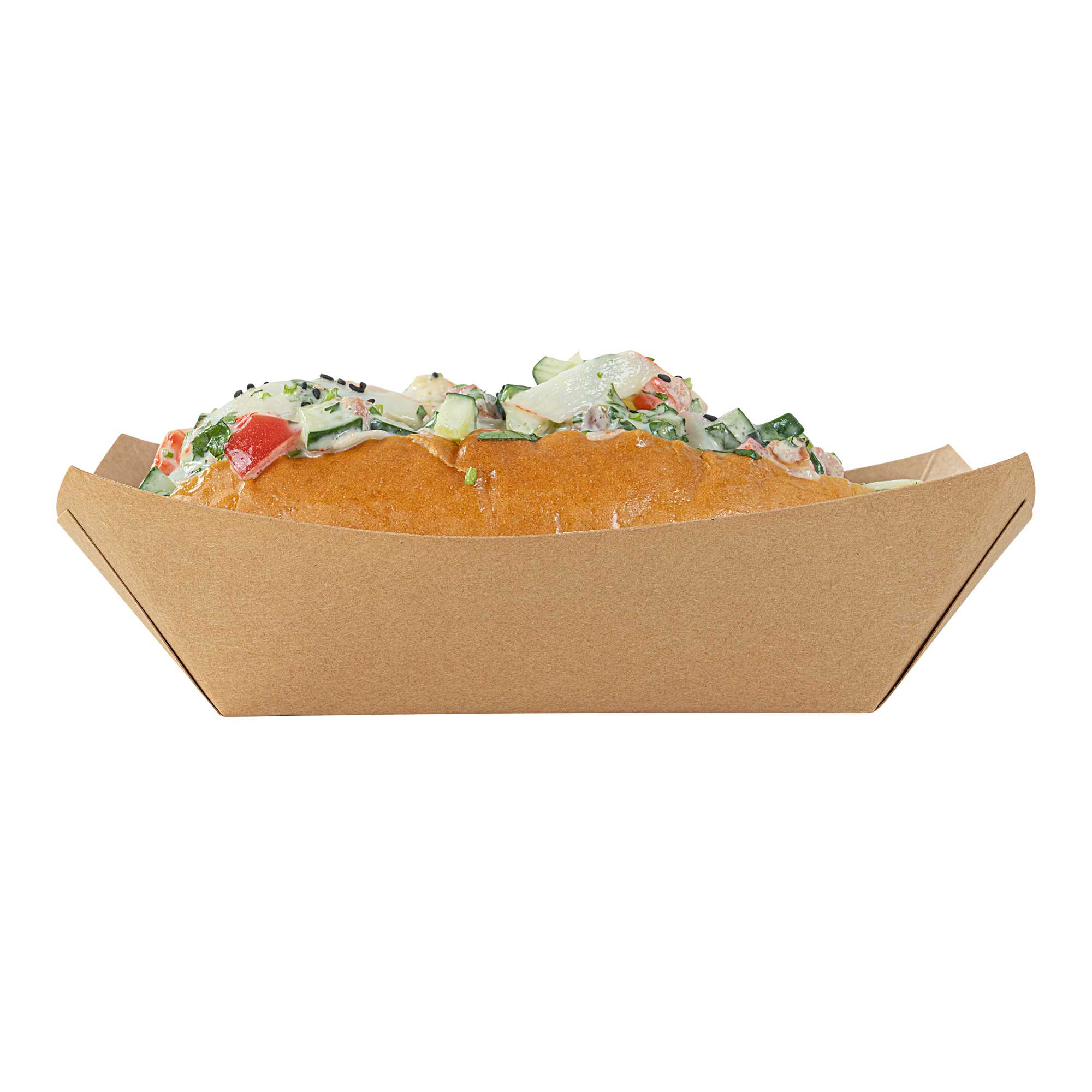 Bio Tek 1 lb Kraft Paper #100 Food Tray / Boat - 5 1/2" x 3 1/2" x 2" - 50 count box
