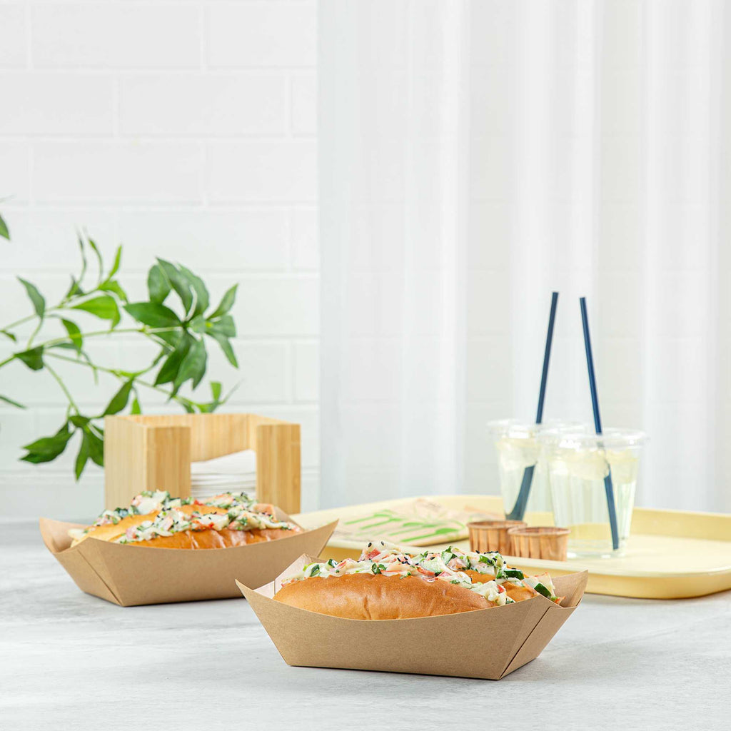 Bio Tek 1 lb Kraft Paper #100 Food Tray / Boat - 5 1/2" x 3 1/2" x 2" - 200 count box