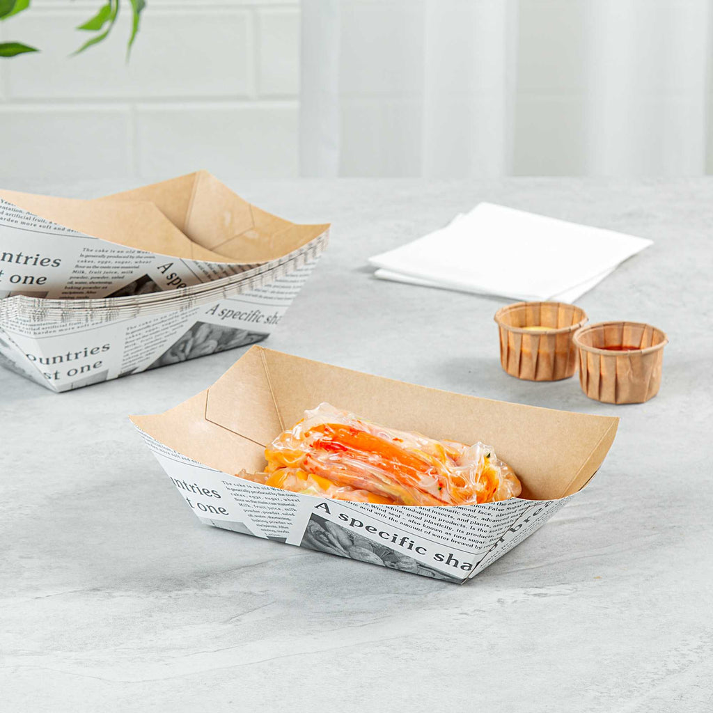 Bio Tek 1 lb Newsprint Paper #100 Food Tray / Boat - 5 1/2" x 3 1/2" x 2" - 50 count box