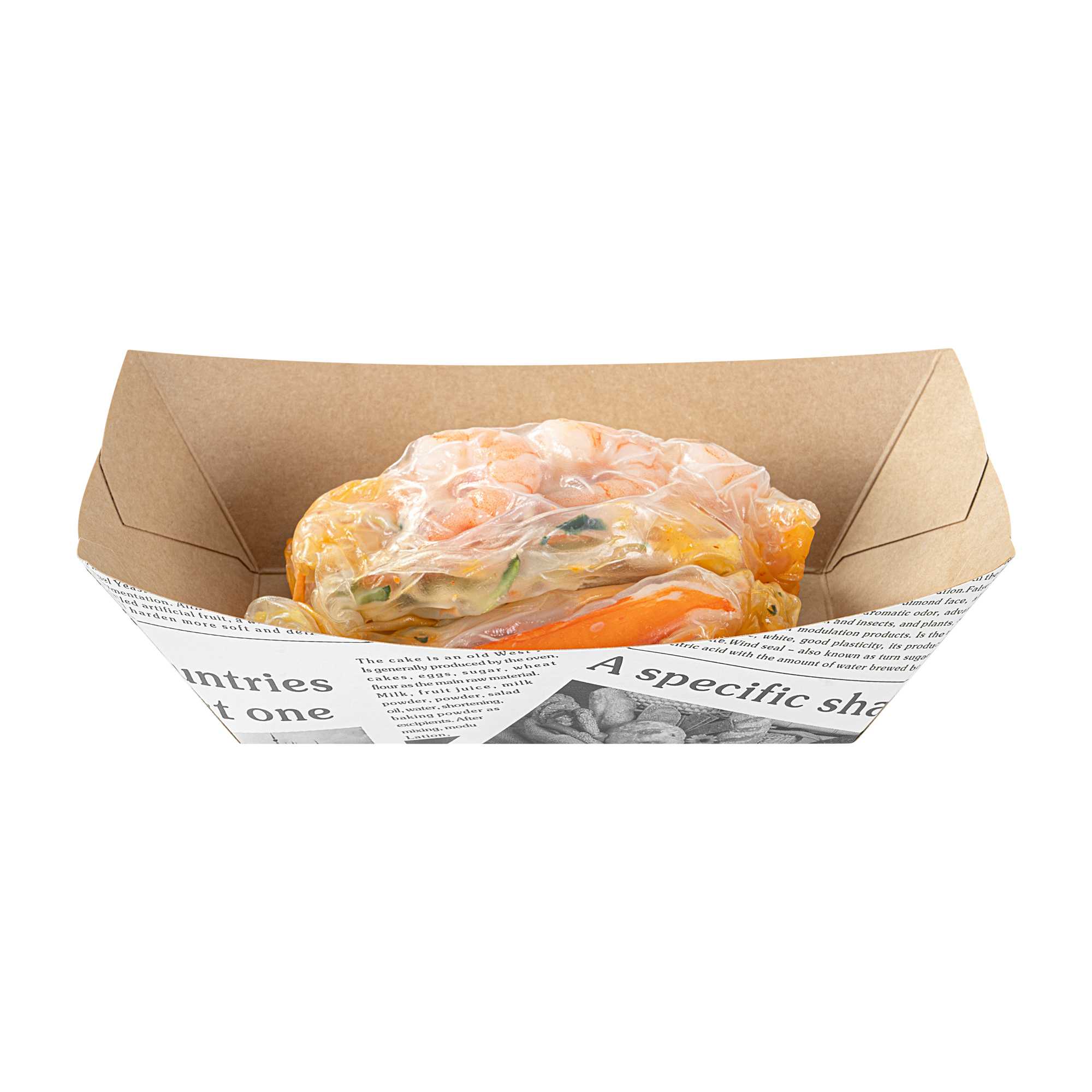 Bio Tek 1 lb Newsprint Paper #100 Food Tray / Boat - 5 1/2" x 3 1/2" x 2" - 50 count box