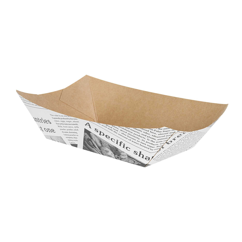 Bio Tek 1 lb Newsprint Paper #100 Food Tray / Boat - 5 1/2" x 3 1/2" x 2" - 50 count box