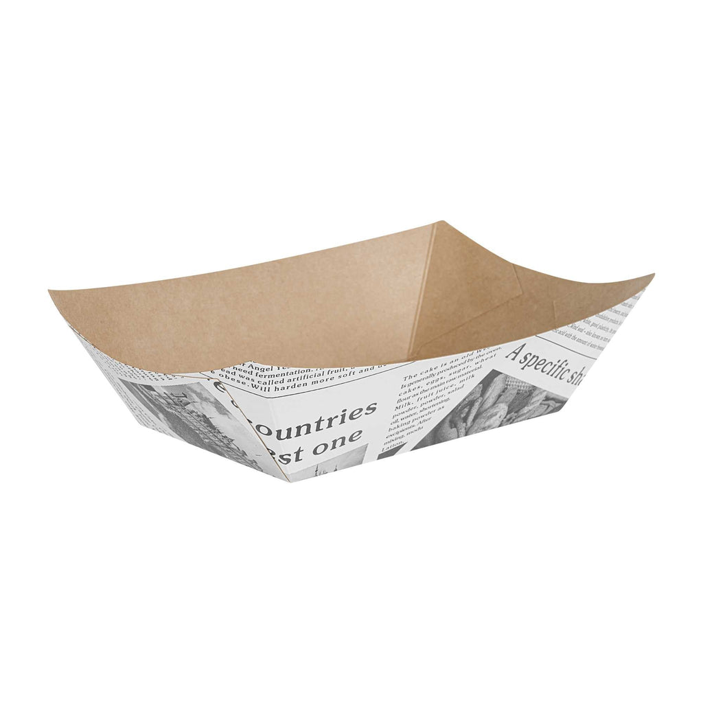 Bio Tek 1 lb Newsprint Paper #100 Food Tray / Boat - 5 1/2" x 3 1/2" x 2" - 50 count box