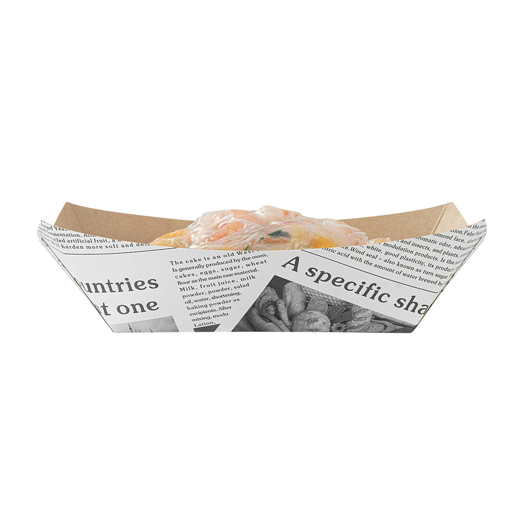 Bio Tek 1 lb Newsprint Paper #100 Food Tray / Boat - 5 1/2" x 3 1/2" x 2" - 200 count box