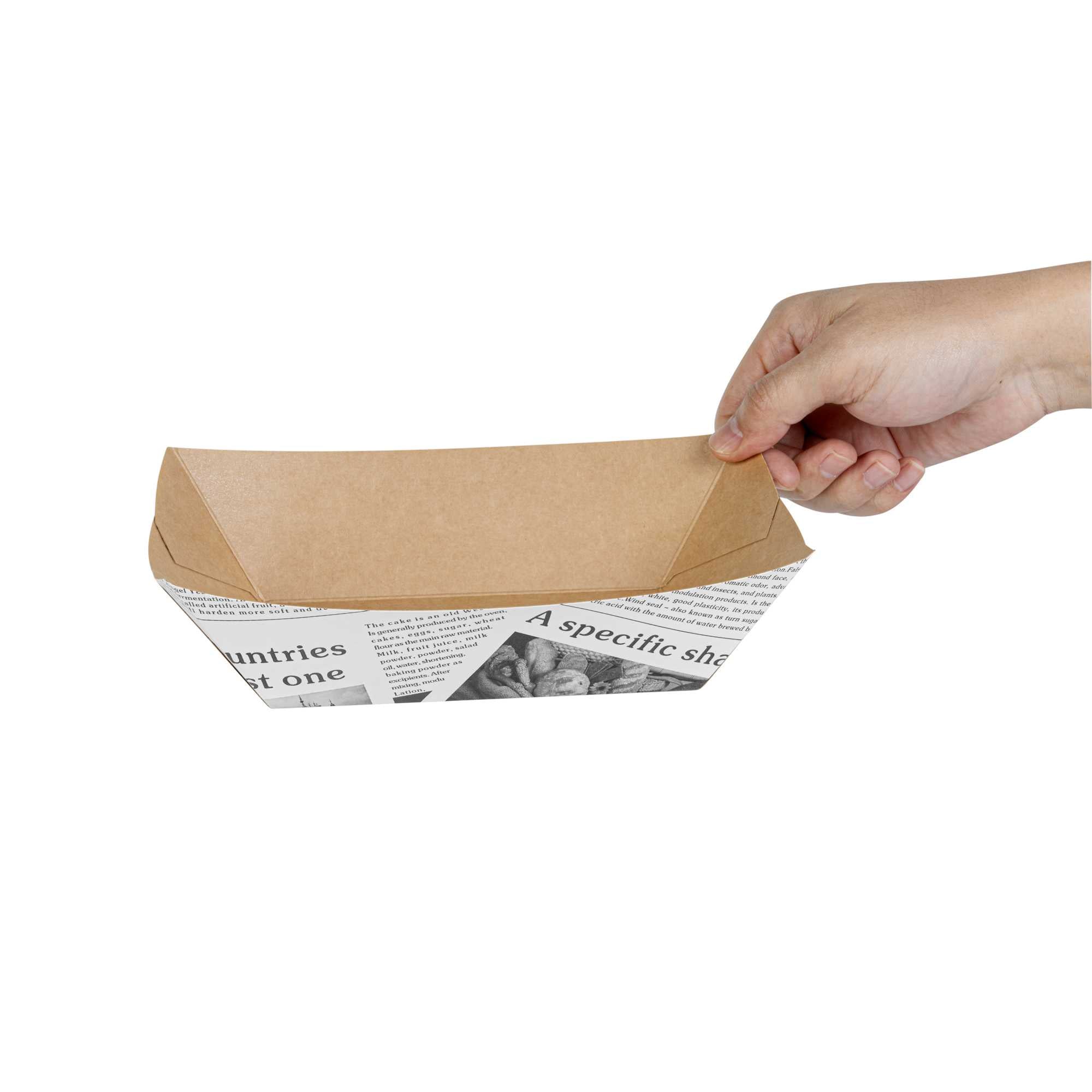 Bio Tek 1 lb Newsprint Paper #100 Food Tray / Boat - 5 1/2" x 3 1/2" x 2" - 200 count box