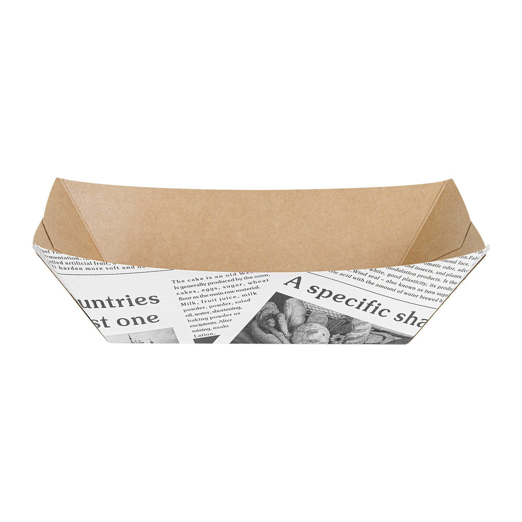 Bio Tek 1 lb Newsprint Paper #100 Food Tray / Boat - 5 1/2" x 3 1/2" x 2" - 200 count box