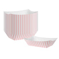 Bio Tek 1 lb Pink and White Stripe Paper #100 Food Tray / Boat - 5 1/2" x 3 1/2" x 2" - 50 count box