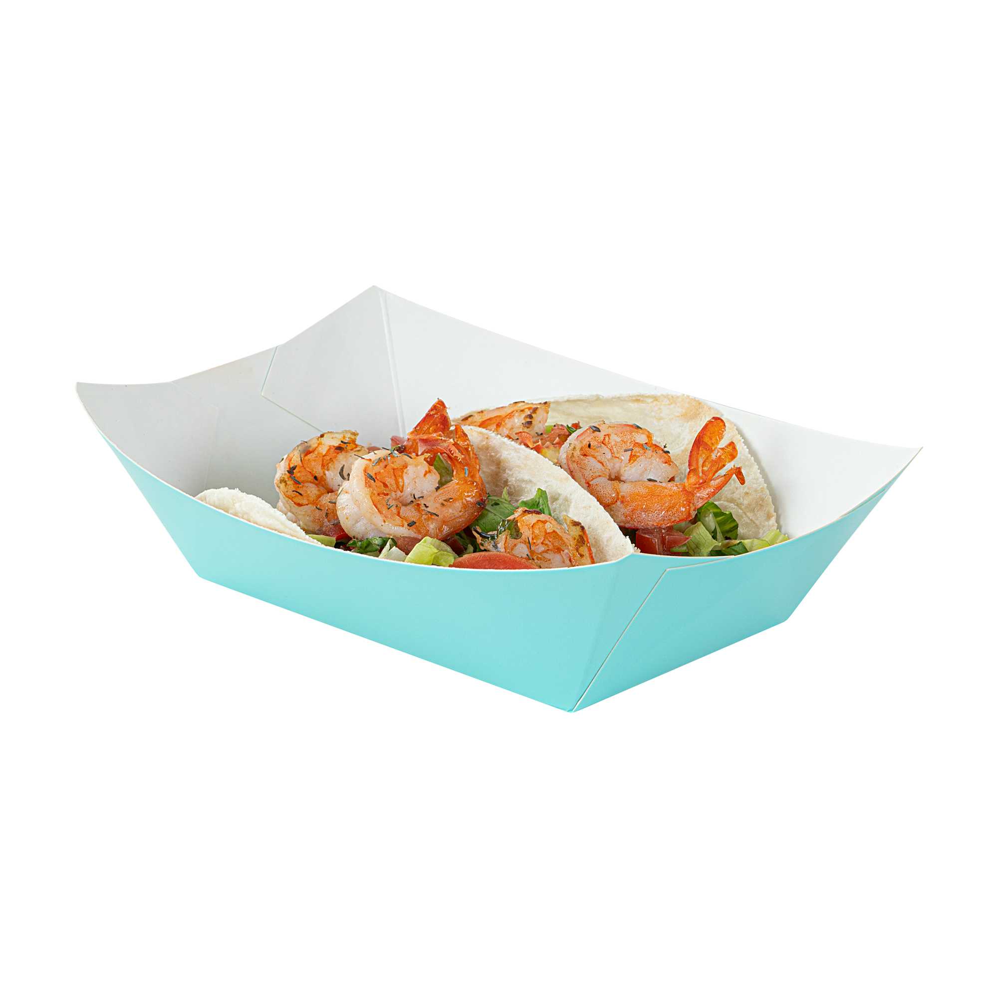 Bio Tek 1 lb Turquoise Paper #100 Food Tray / Boat - 5 1/2" x 3 1/2" x 2" - 200 count box